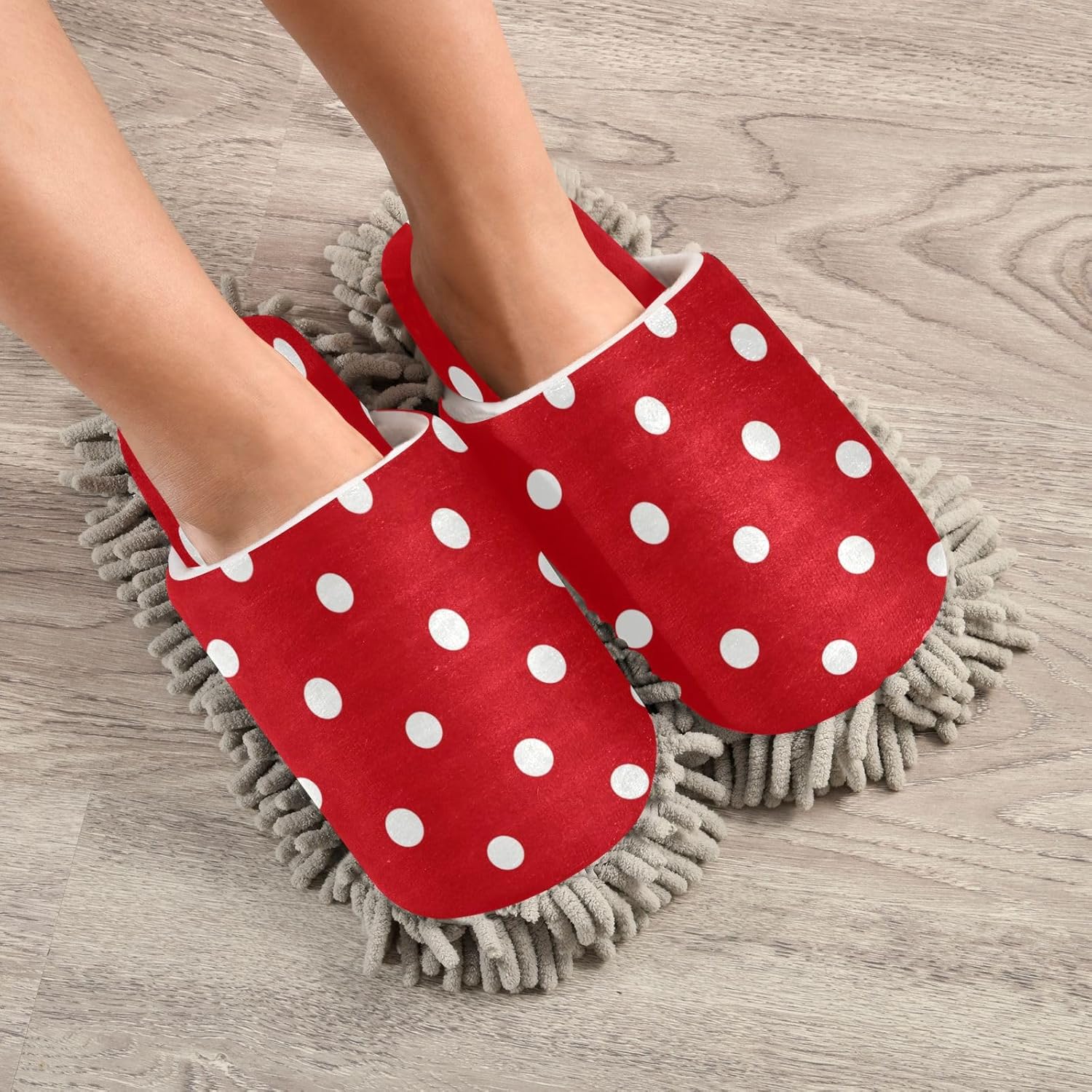 Bulletgxll Red Dot Microfiber Cleaning Slippers - M