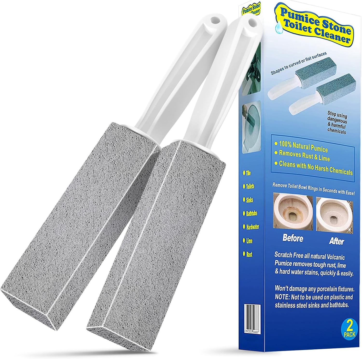 Cnigrpl Pumice Stone Toilet Cleaner 2Pack with Long Handle 1