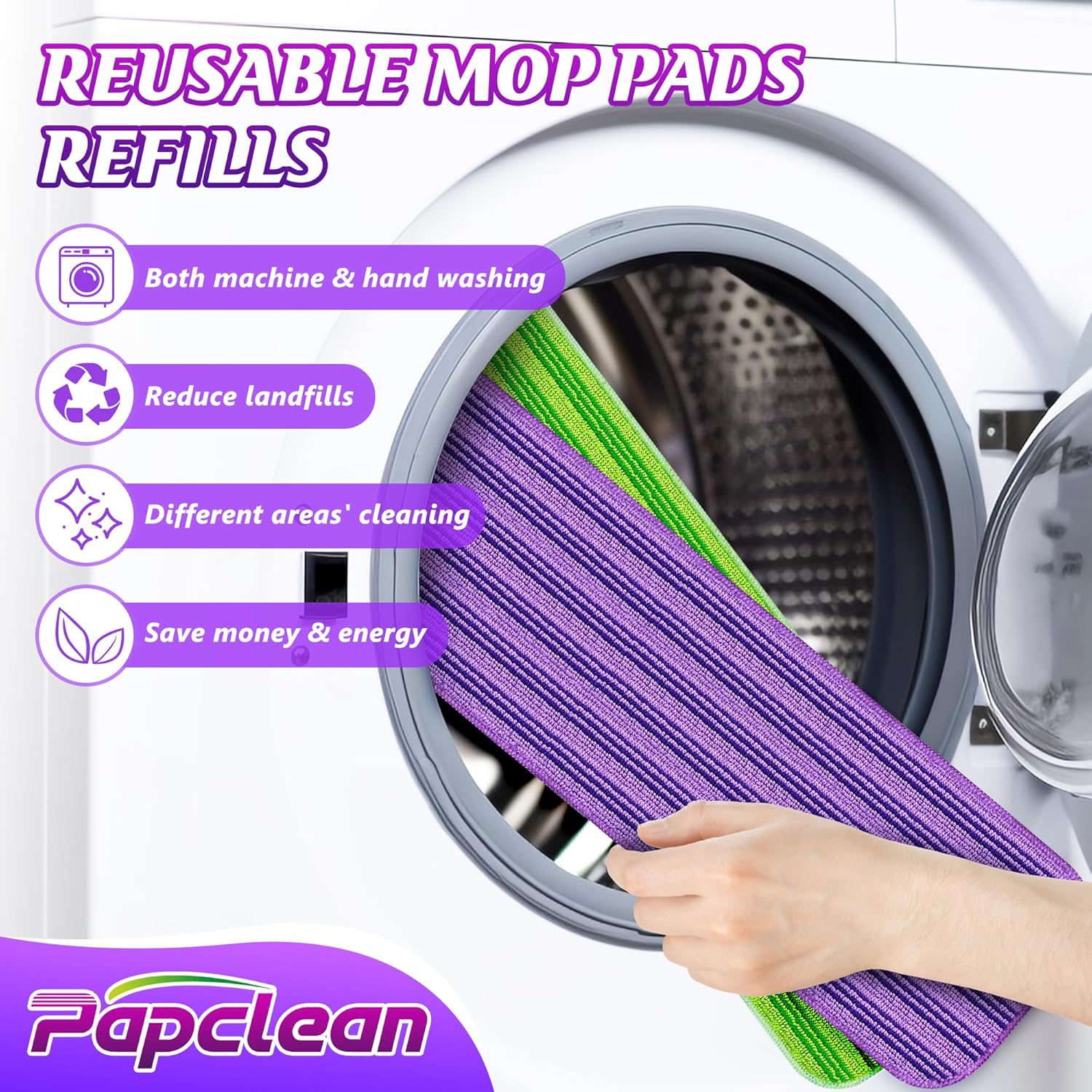 9 Pack Reusable PowerMop Pads for Swiffer Multi-Surface Cleaning