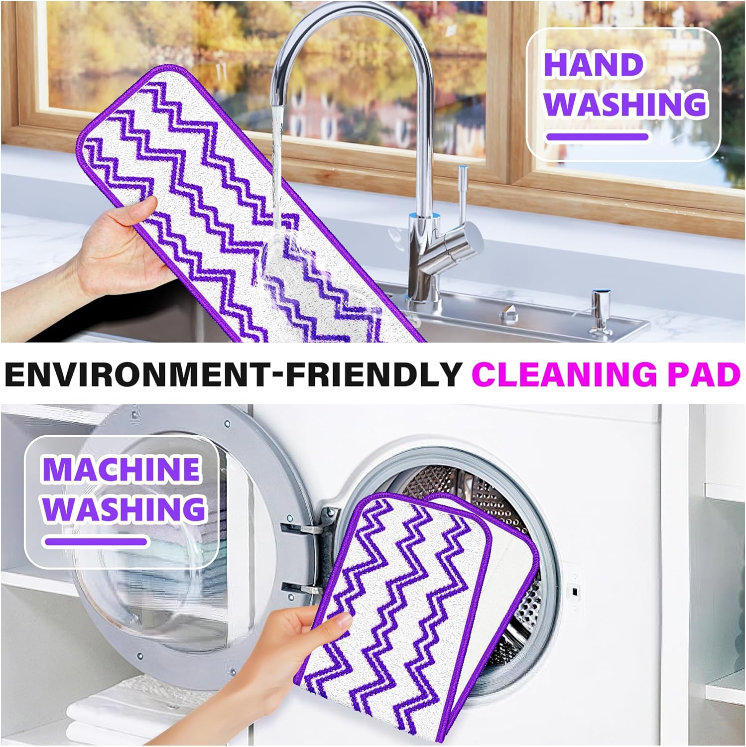 ILAVCLEAN Reusable Mop Pads 6 Pack for Swiffer PowerMop 1