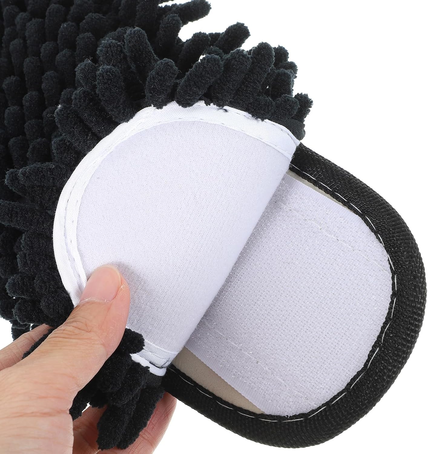 PACKOVE Floor Cleaning Mop Slippers 1 Pair Black