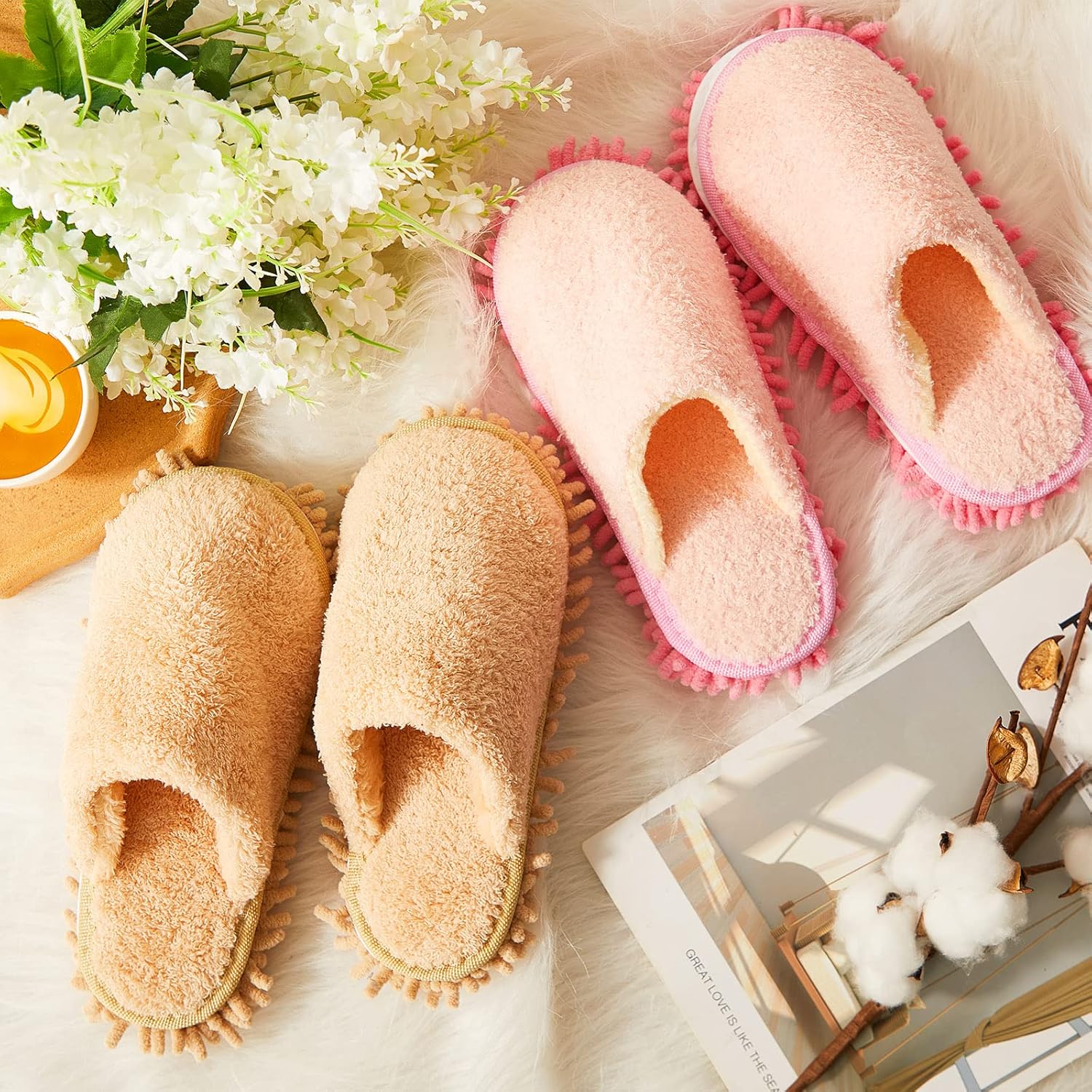 Jecery 2 Pair Microfiber Mopping Slippers