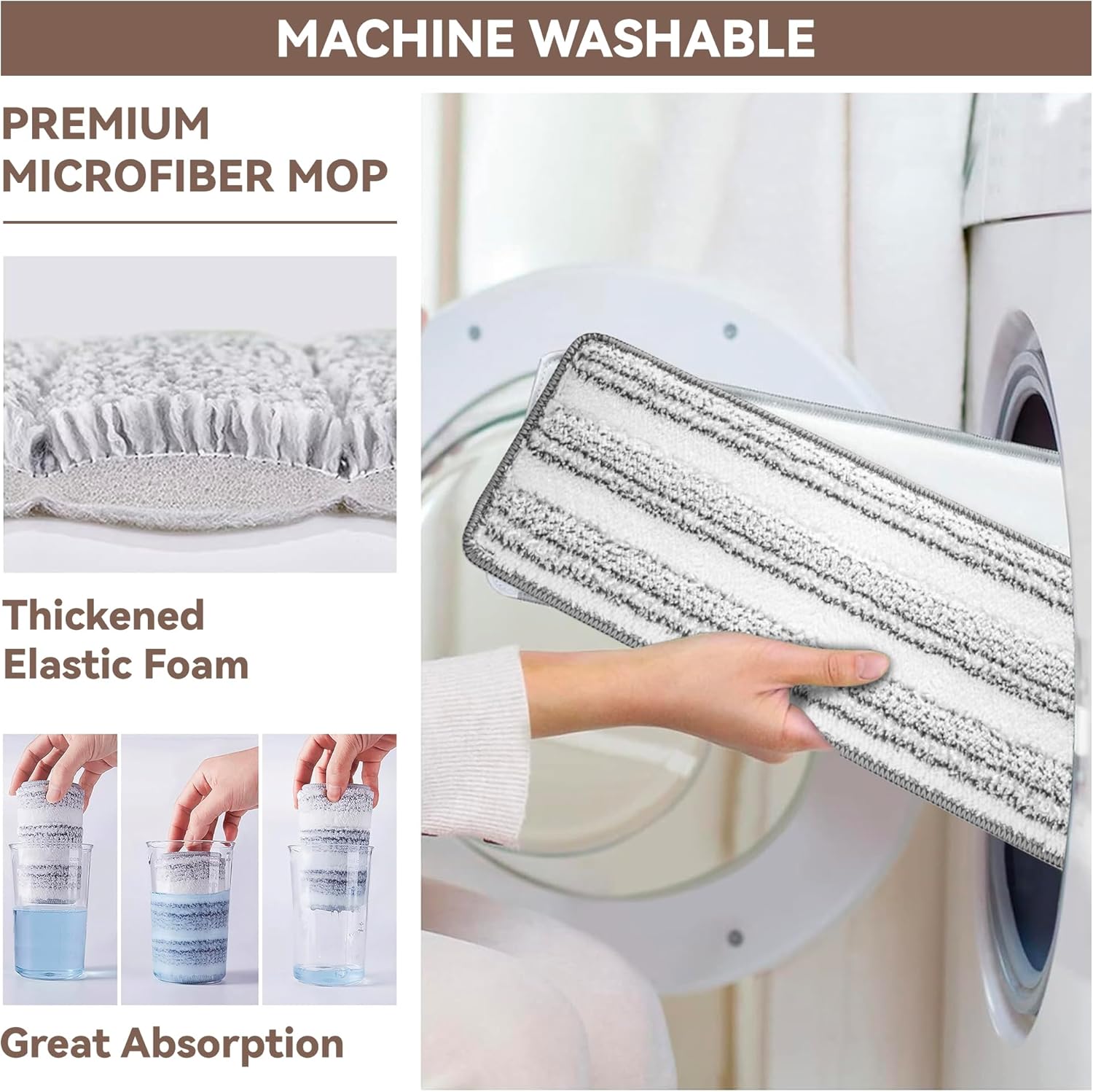 Microfiber Mop Refills 13-Inch 6-Pack for Wet Dry Cleaning