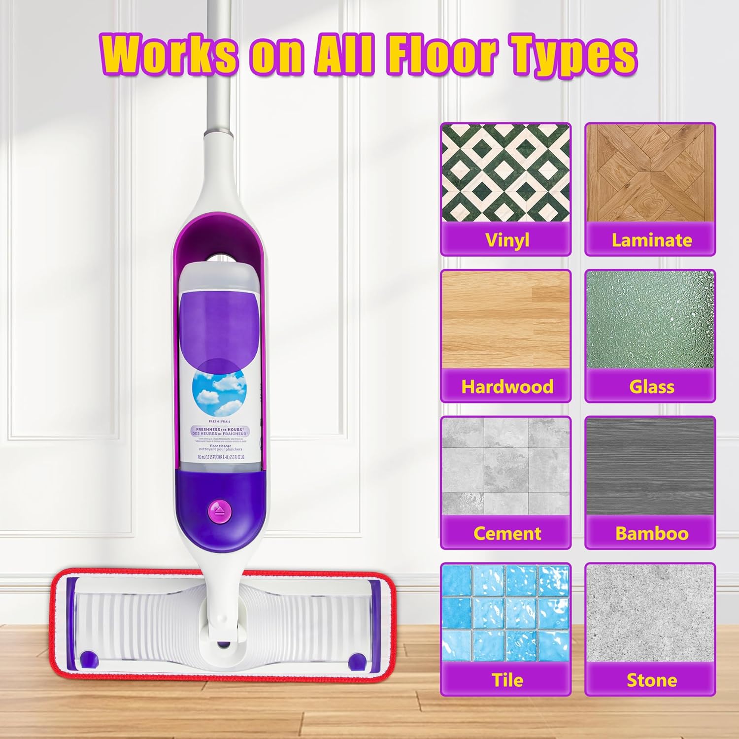 8 Pack Reusable Mop Pads for Swiffer PowerMop Spray Mops