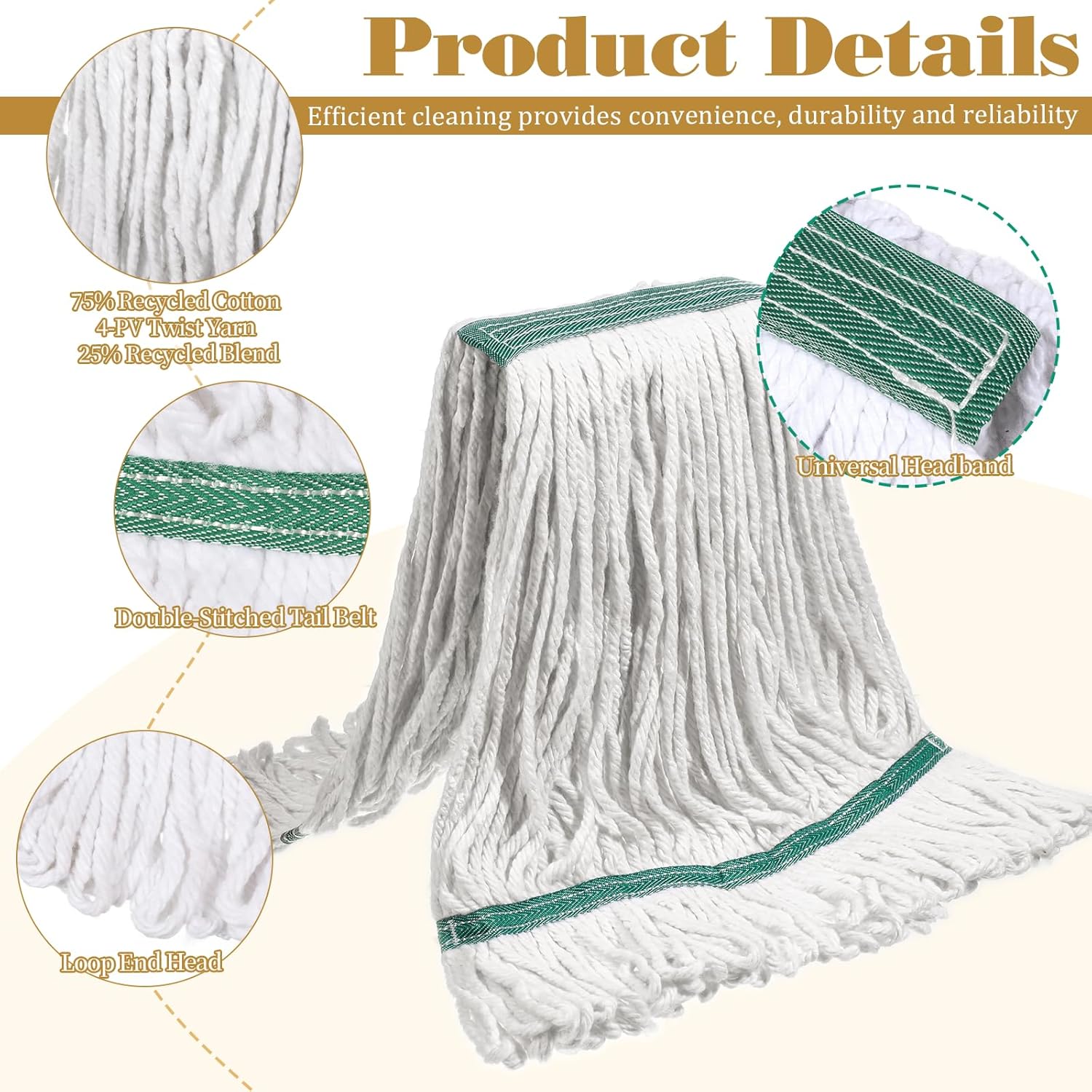 BOHUIZ 6 Pack Heavy Duty Mop Head Replacements 1