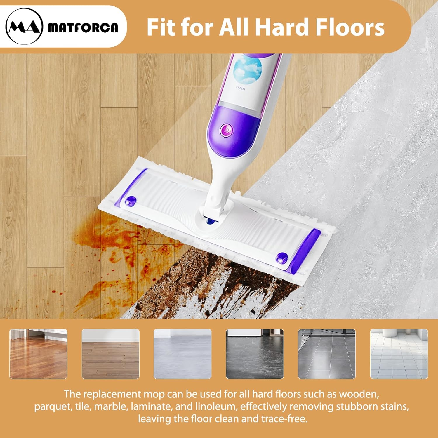 MATFORCA 10 Pack Power Mop Refills Multi-Surface Replacement Pads