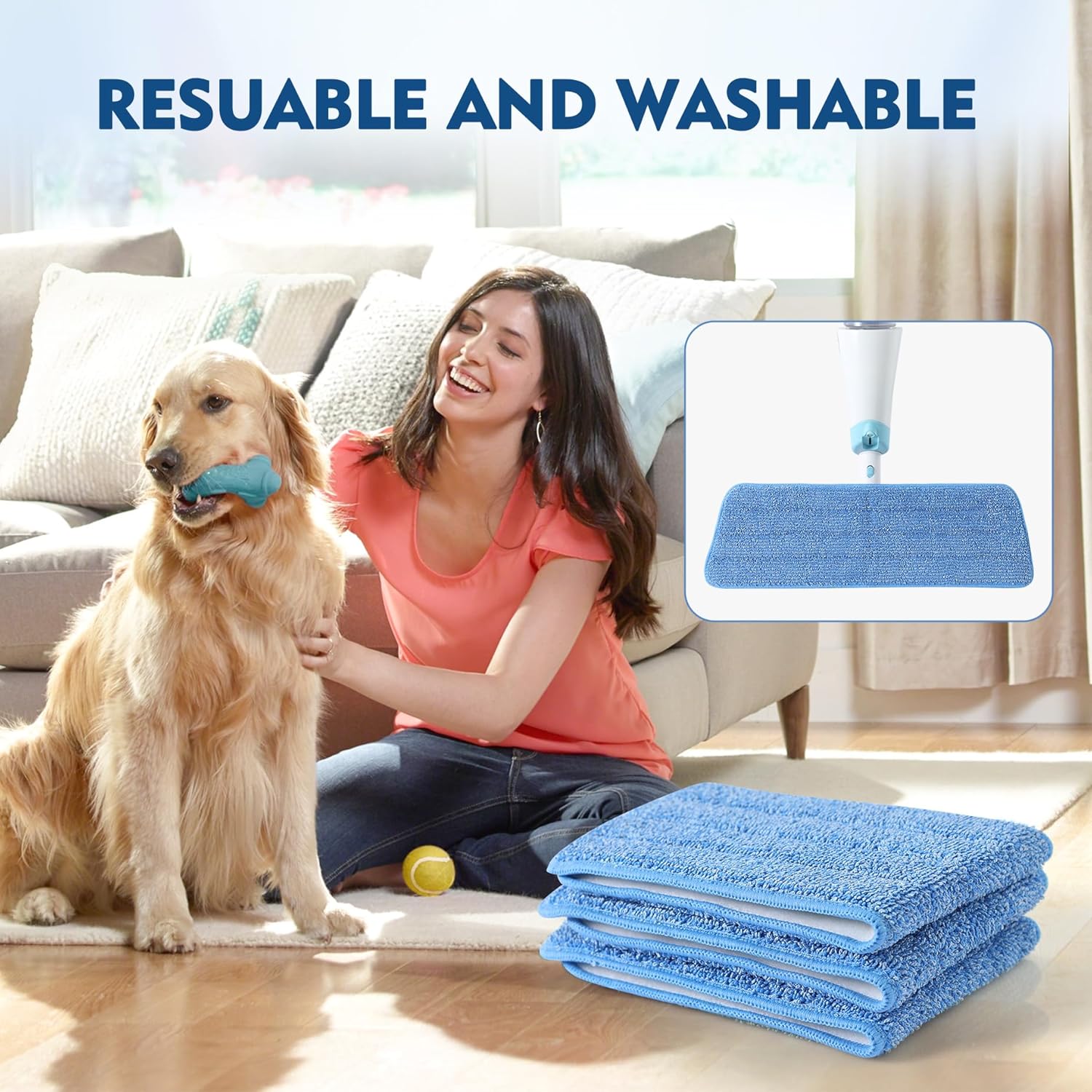 3 Pack Microfiber Mop Pads Refill for All Spray Mops