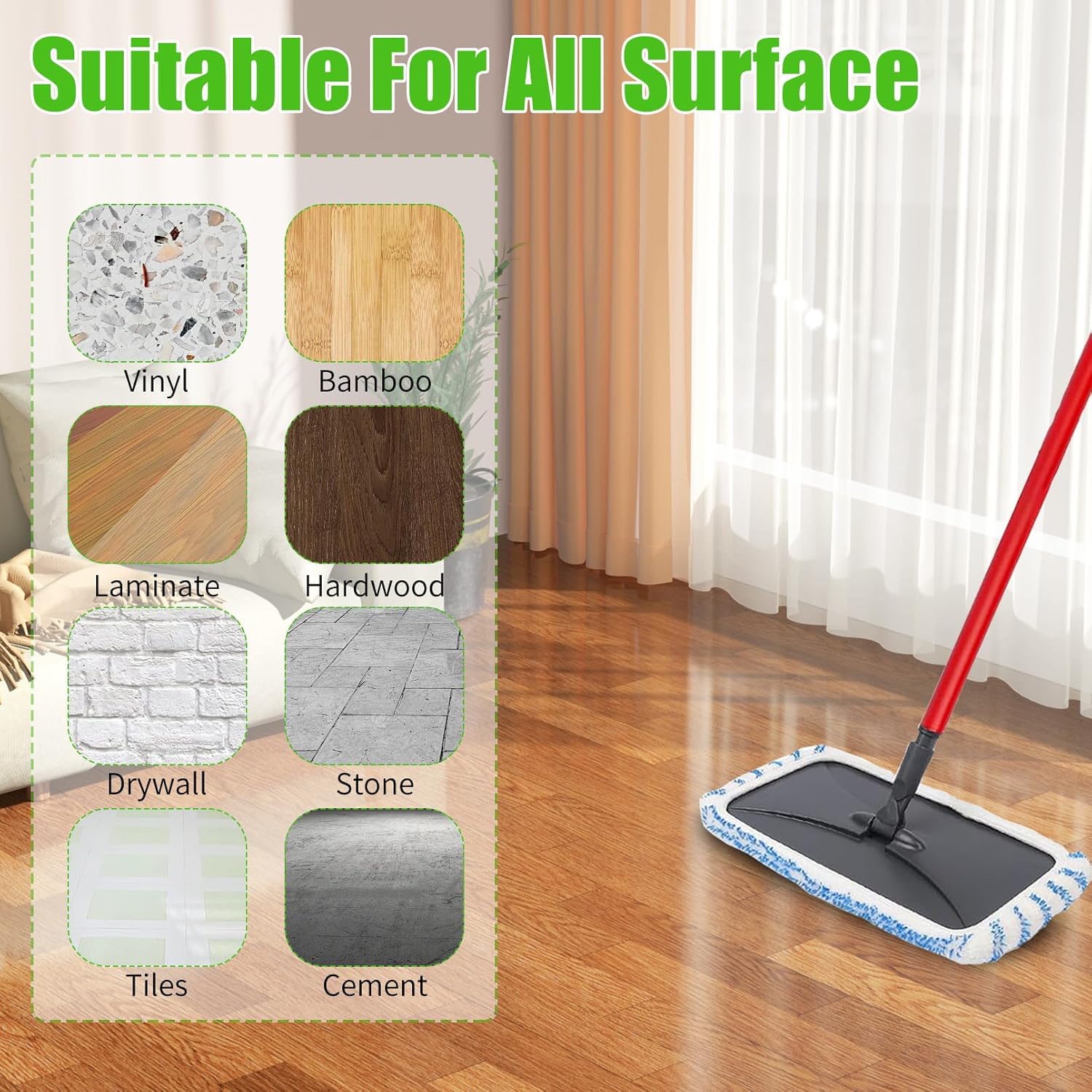 WVYNUYQP Reusable Cotton Microfiber Mop Pads 4 Pack