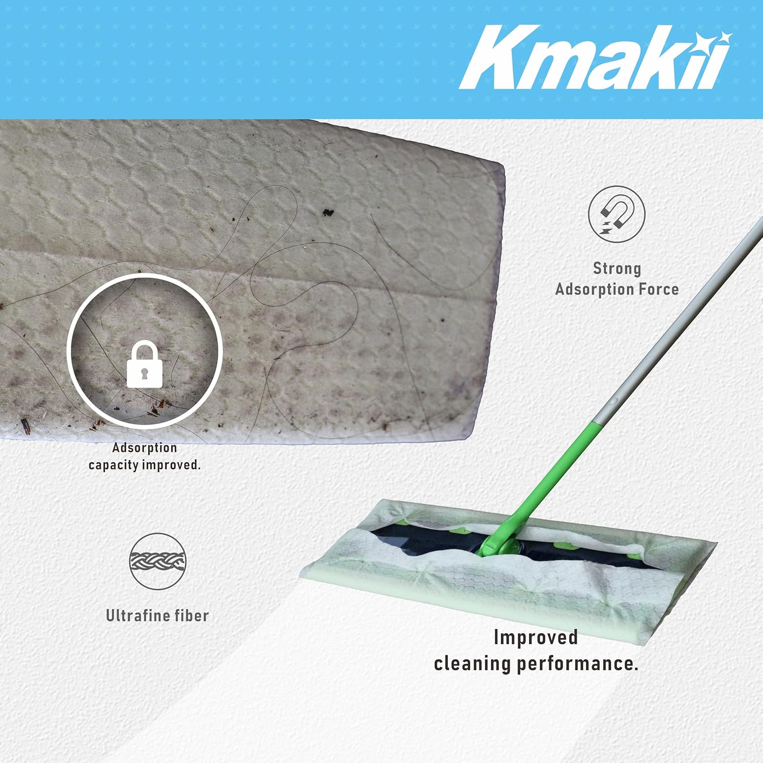KMAKII X-Large Dry Sweeping Cloths 100 Pcs Pack