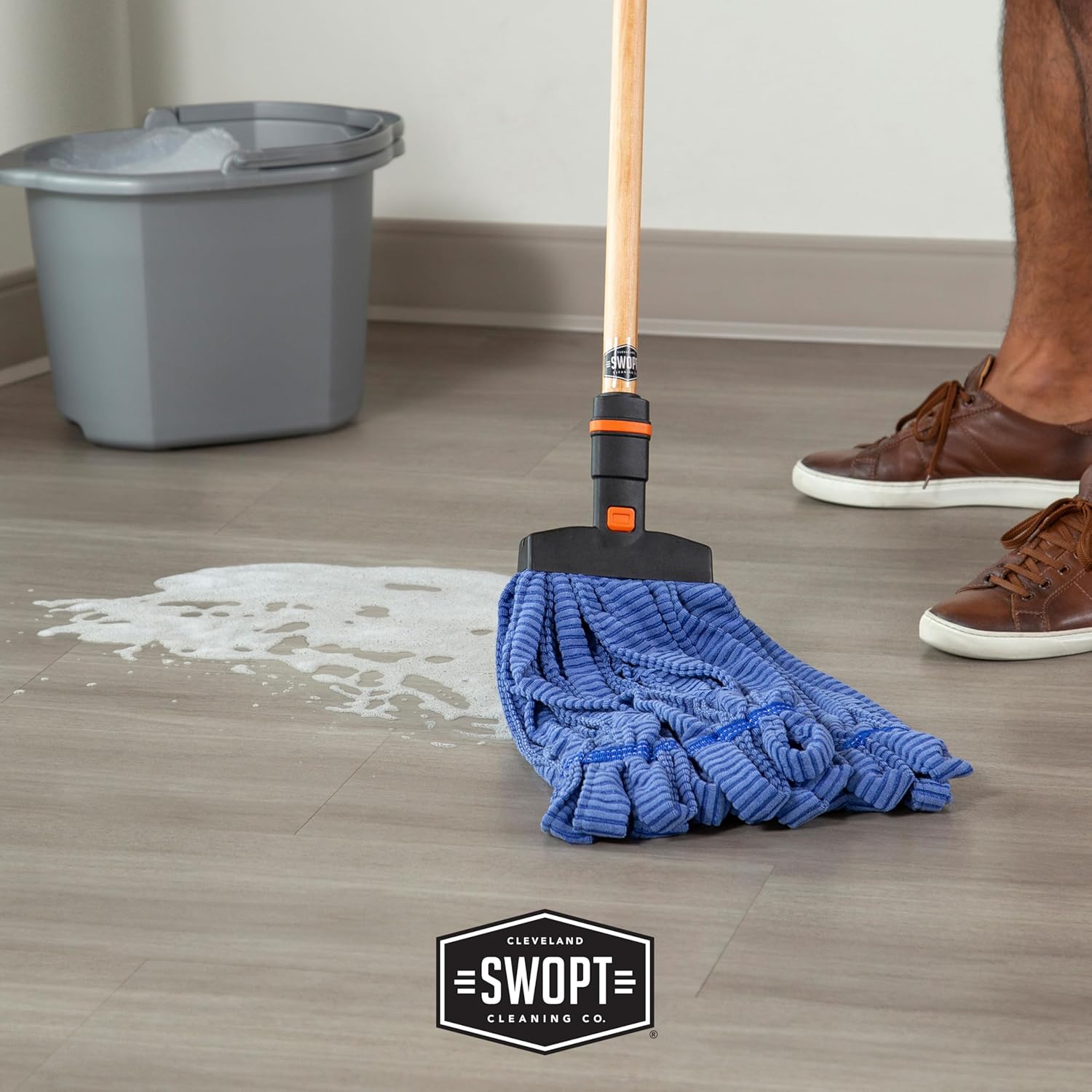SWOPT Microfiber Wet Mop with Interchangeable Handle
