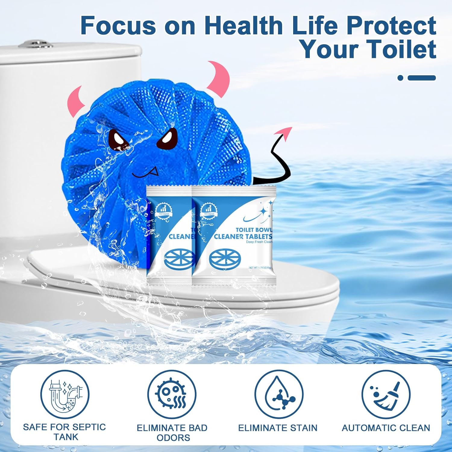 Msvvko Toilet Bowl Cleaner Tablets 30 Tabs Septic Safe Fresh Scent