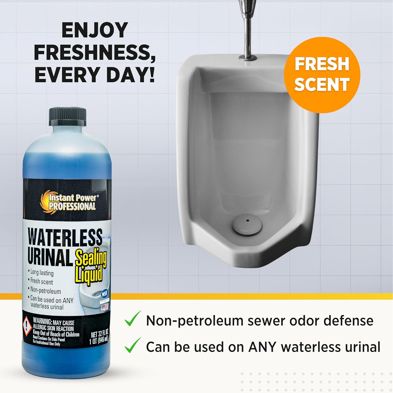 Instant Power Waterless Urinal Sealing Liquid - 32 Fl Oz
