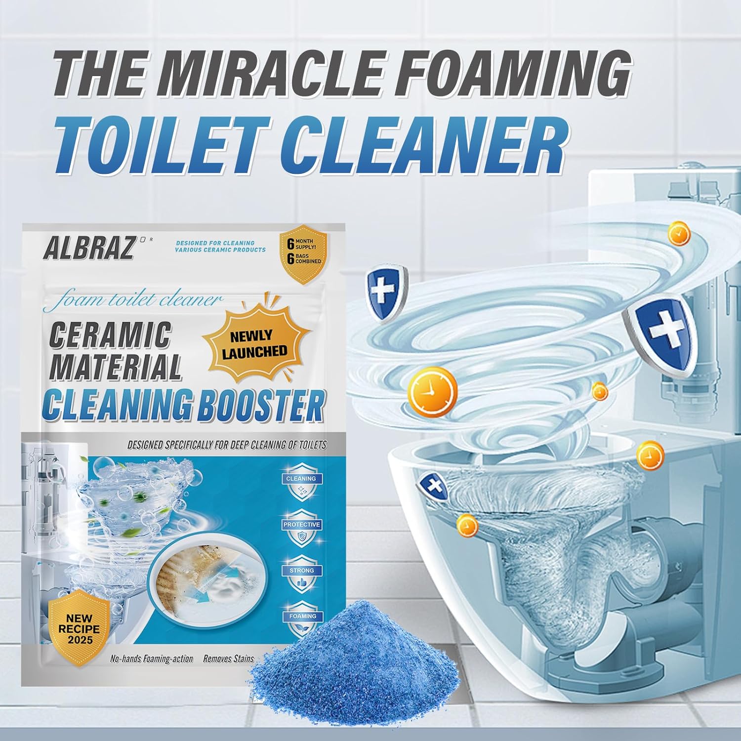ALBRAZ Splash Foam Toilet Cleaner - Automatic Deep Clean