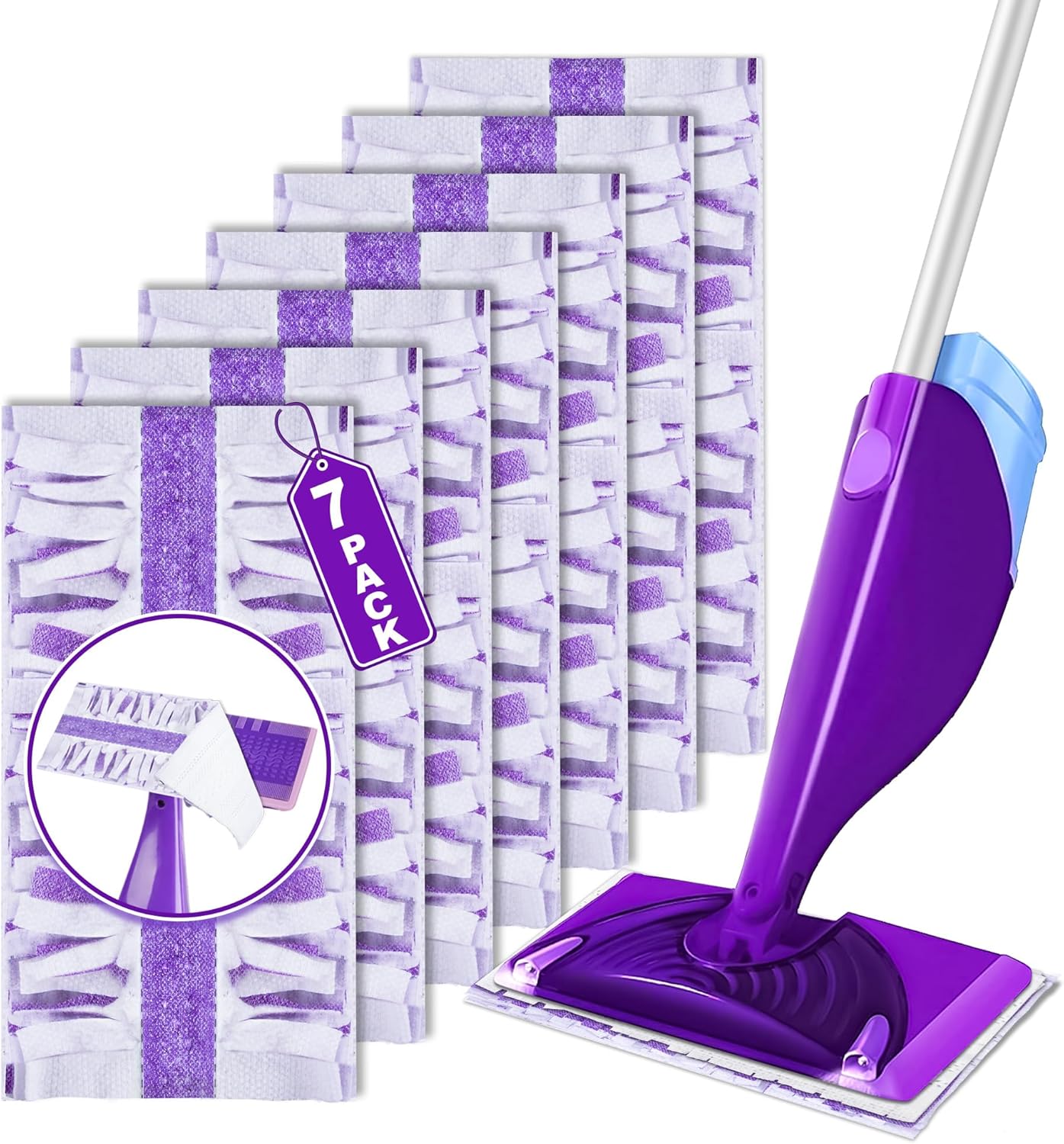 FORSPEEDER 7-Pack Mopping Pads Refills for Swiffer WetJet