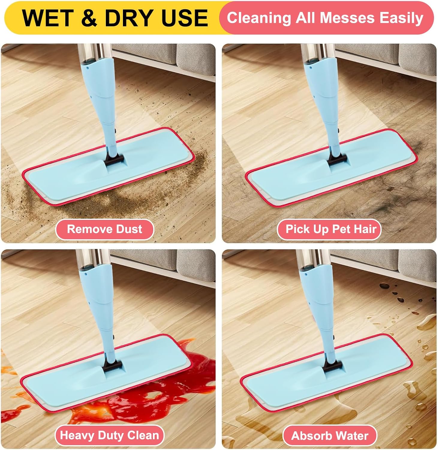 H-Gamely 165 Inch Reusable Mop Pads for Bona System