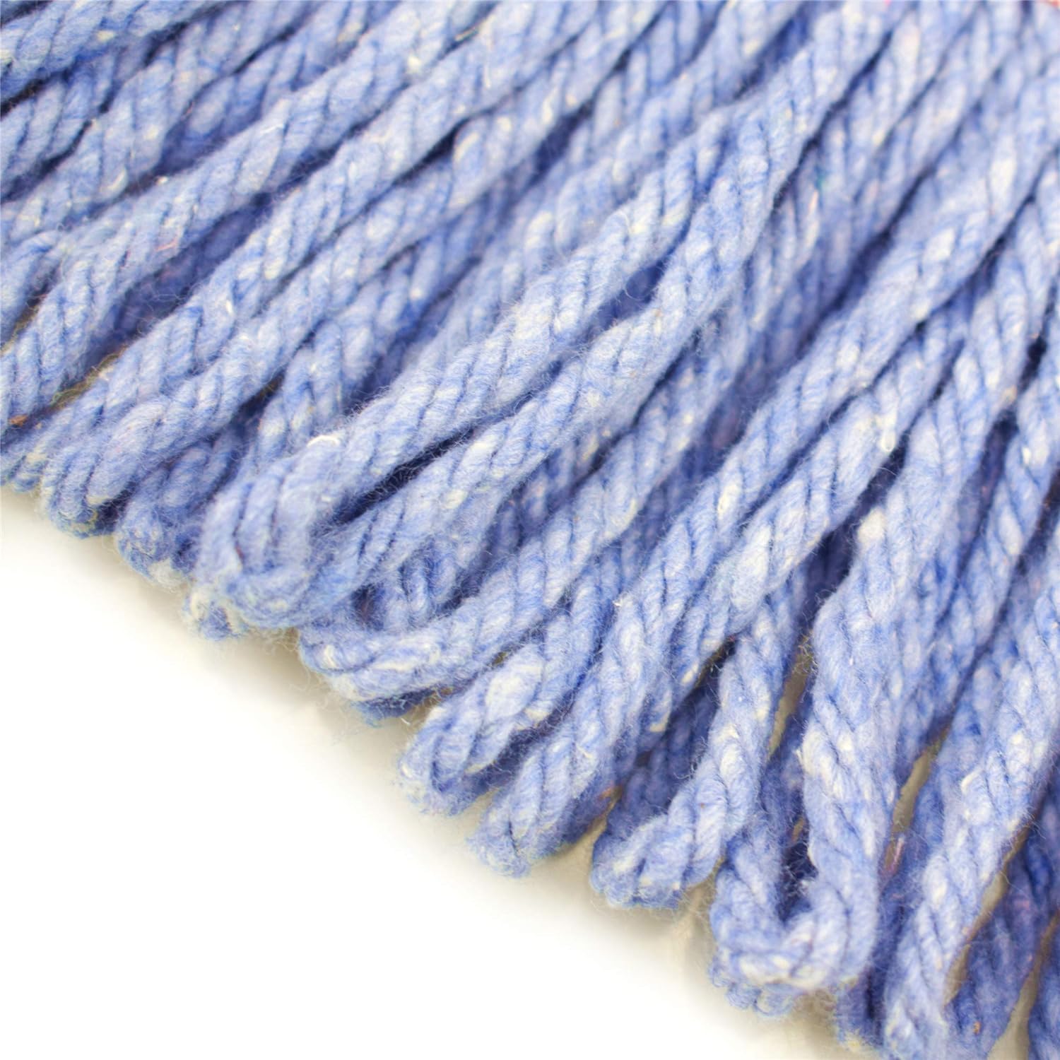 NIUBEE Heavy Duty Mop Head Replacement - 3 Pack Medium Blue Cotton Looped Ends