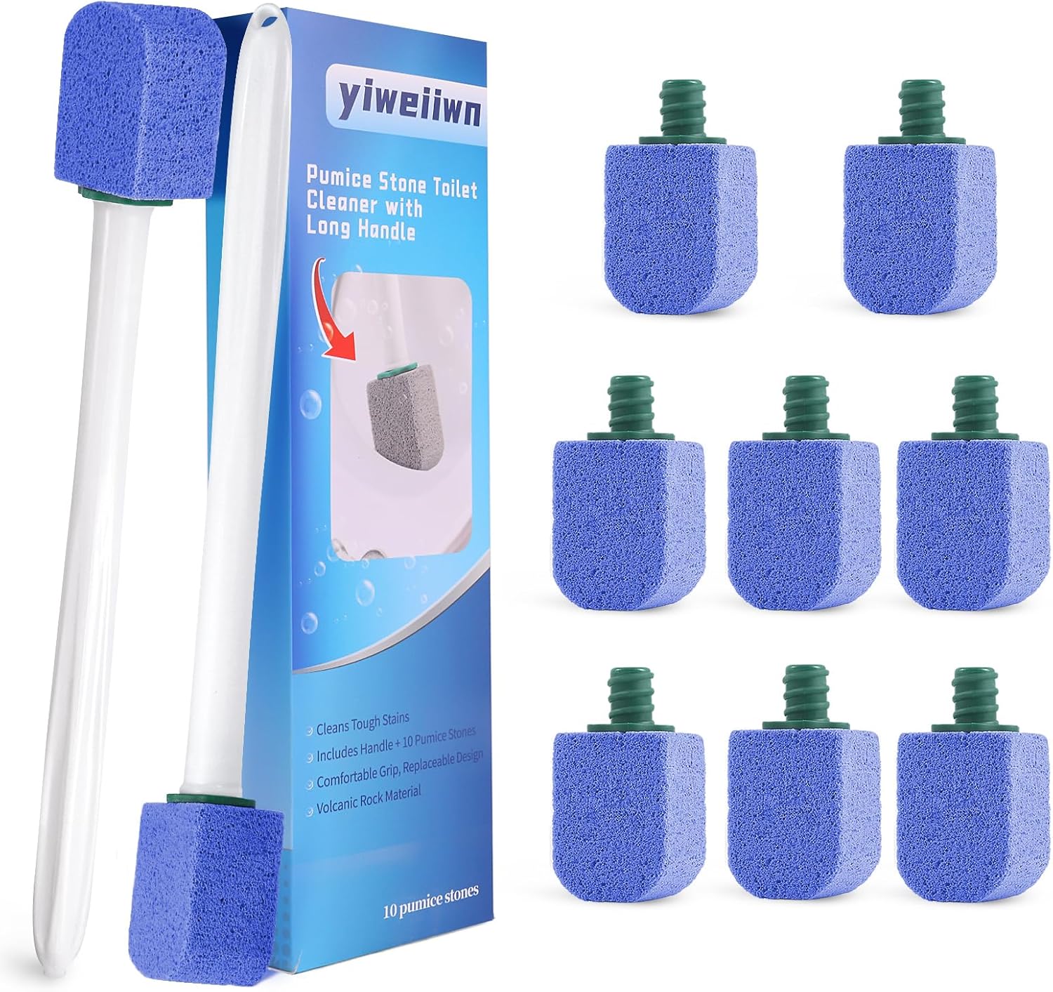 Pumice Stone Toilet Cleaner with 2 Handles and 10 Stones