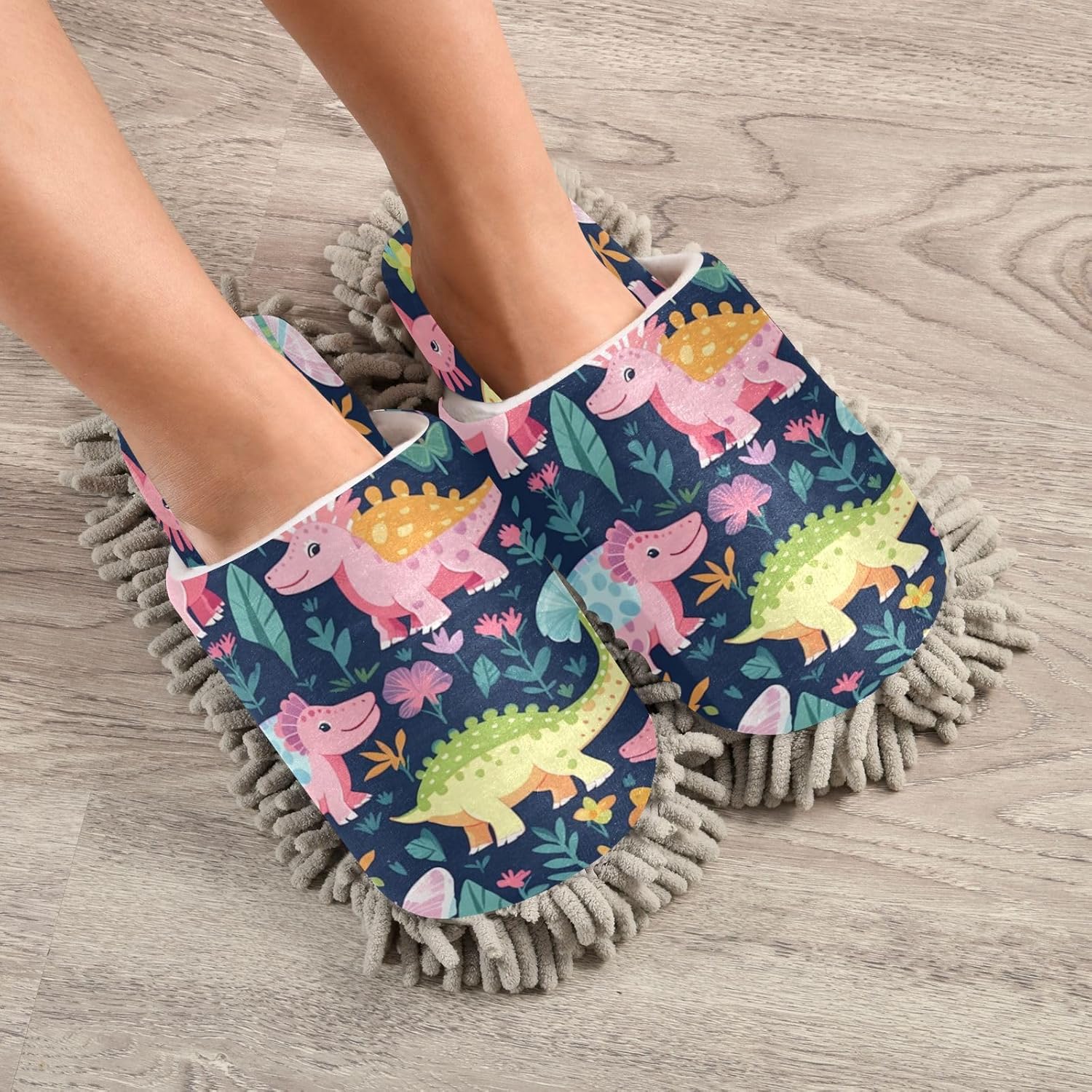 Bulletgxll Cute Dinosaur Cleaning Slippers - M