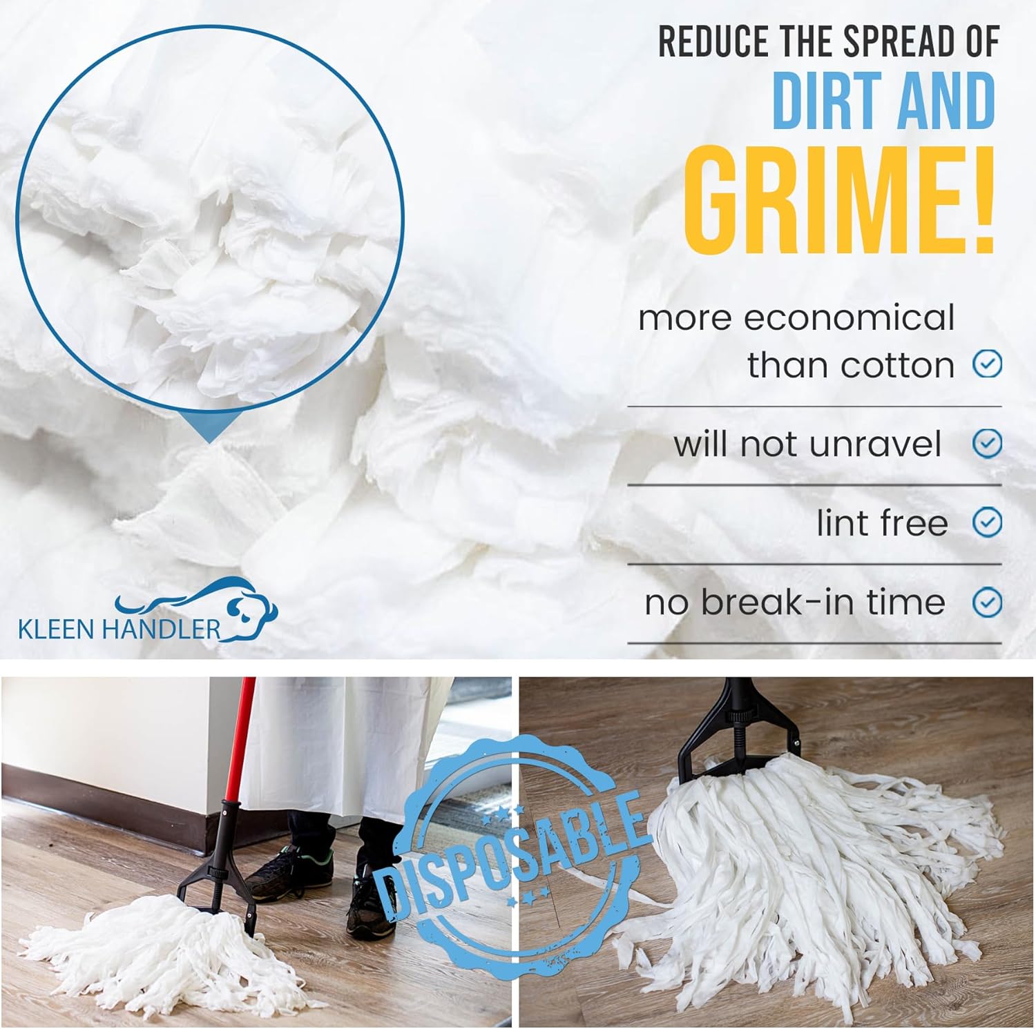KLEEN HANDLER Non-Woven Mop Head Refill Pack of 6