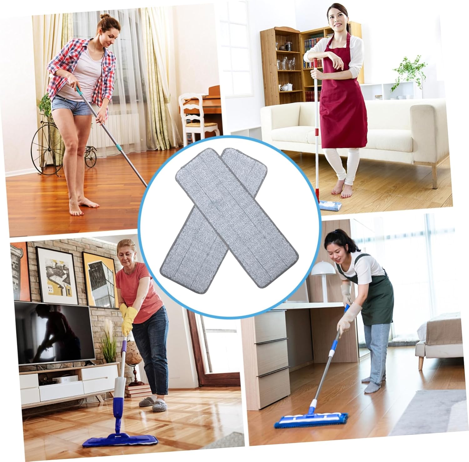 2pcs Replacement Mop Pads for Hardwood Tile Marble