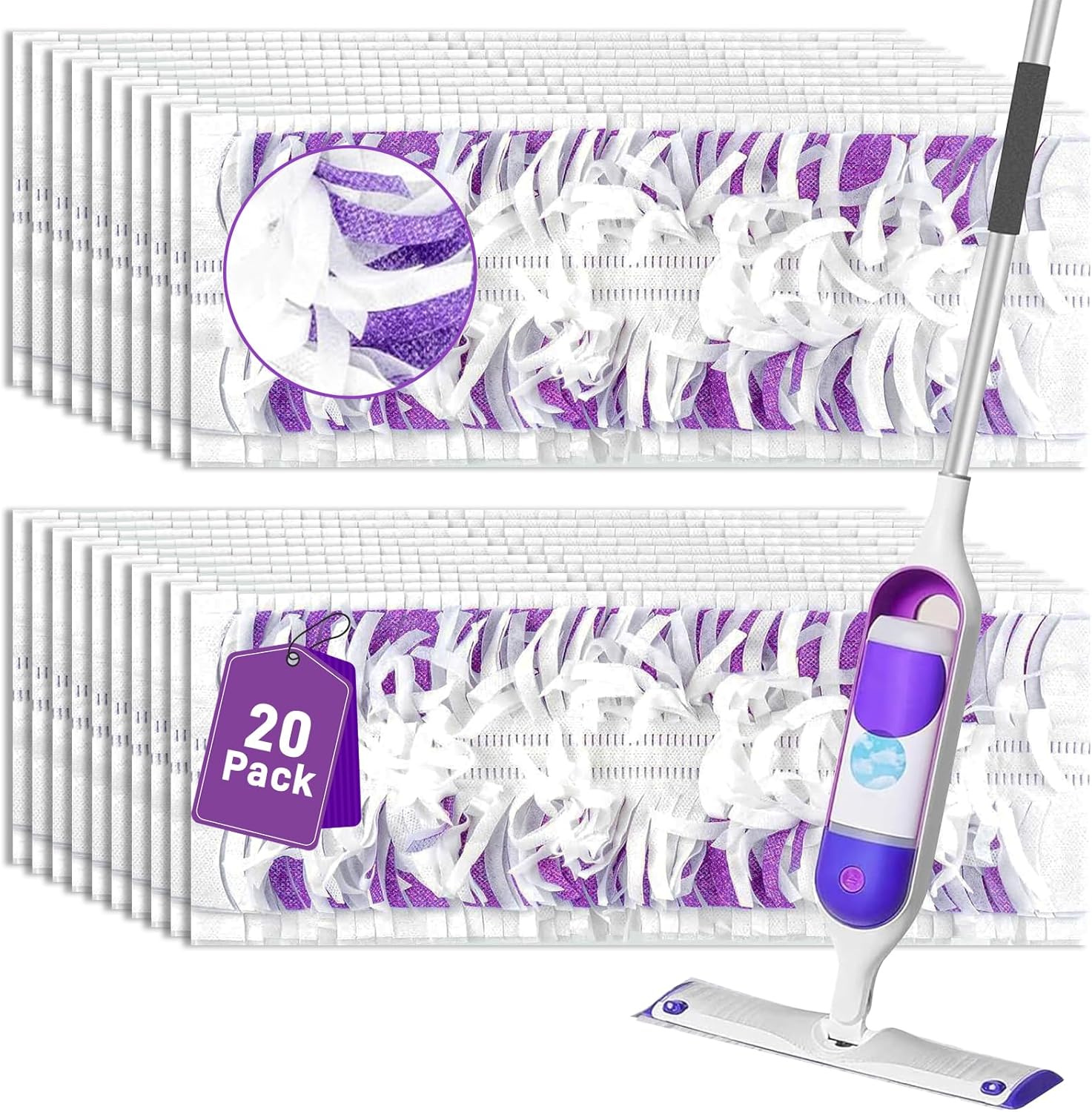 20 Pack Power Mop Refills for Swiffer Compatible