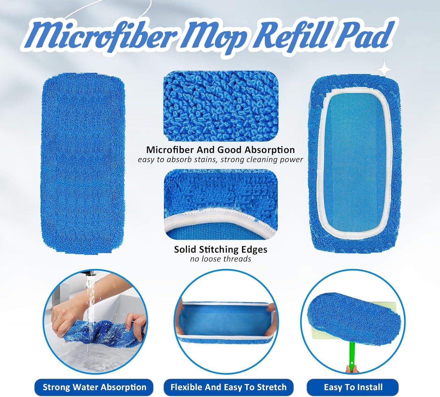 10 Pack Reusable Microfiber Mop Pads - Swiffer Compatible