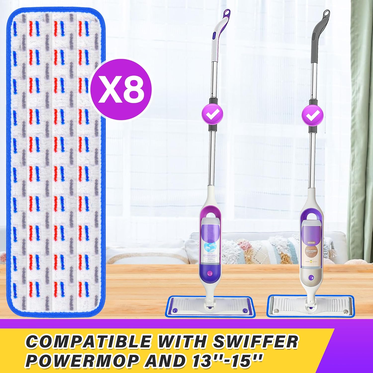 FORSPEEDER 8 Pack Reusable Mop Pads for Swiffer PowerMop 1
