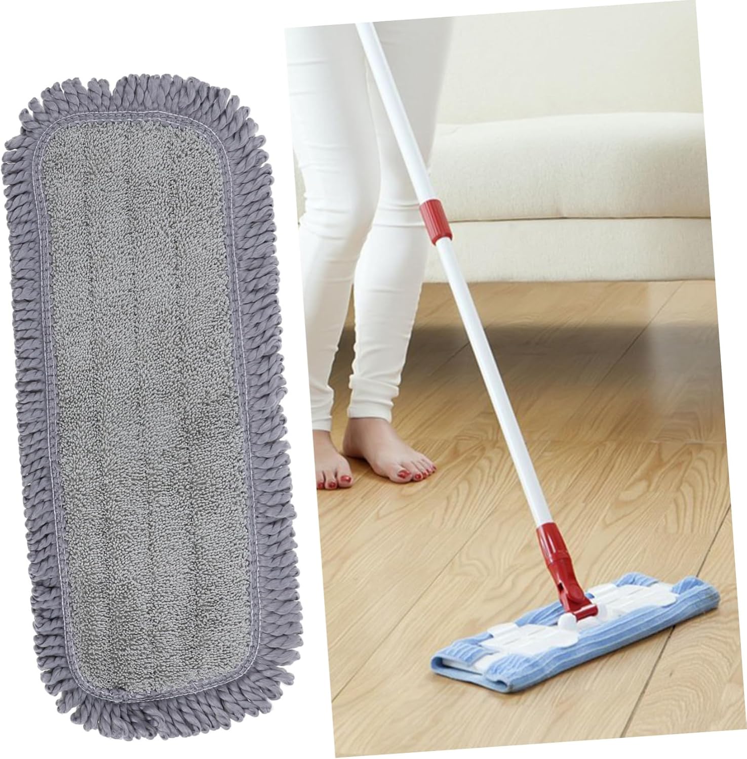 2pcs Microfiber Mop Pads Reusable for Floor Cleaning