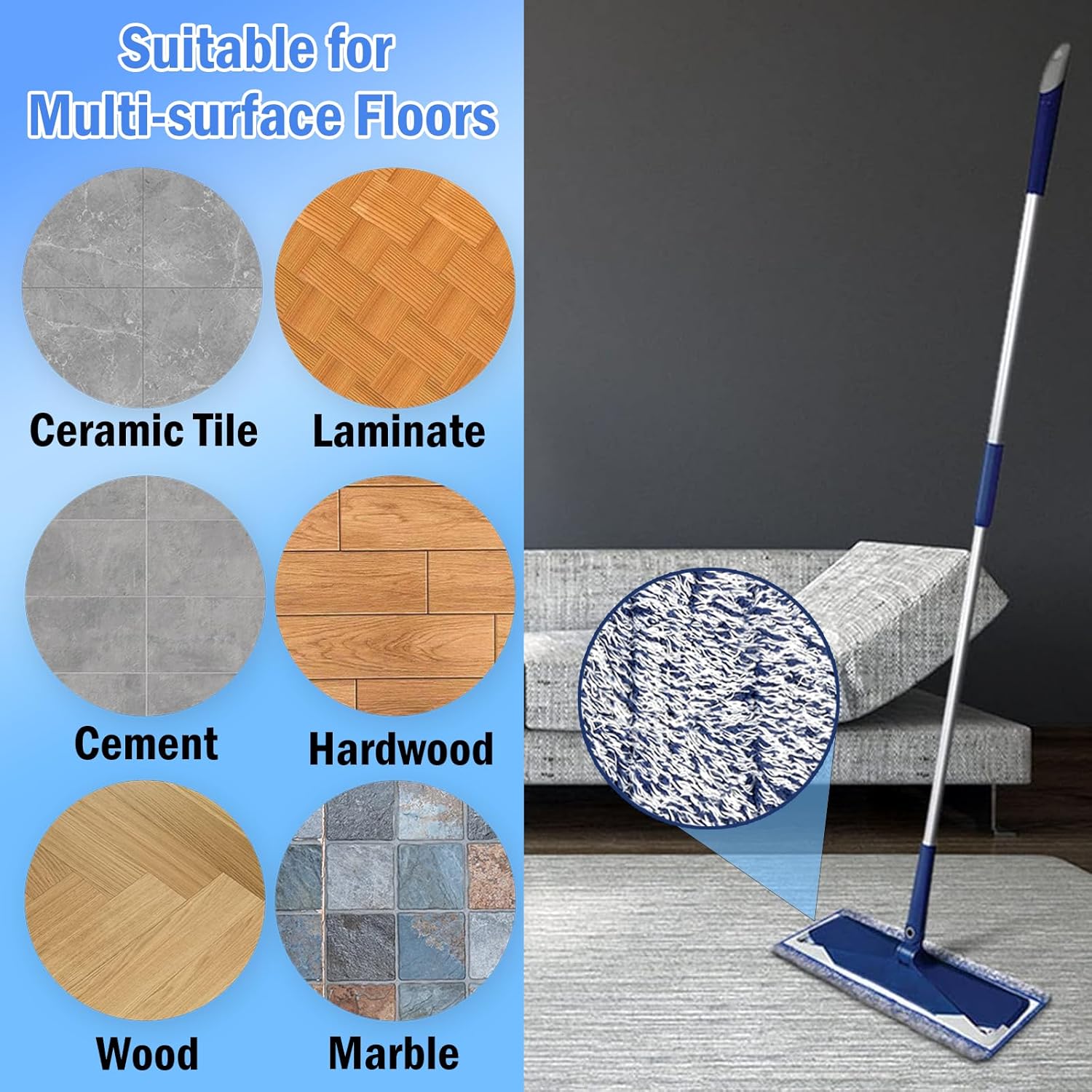 ZIONYA 4 Pack Microfiber Dusting Pads for Bona Mops