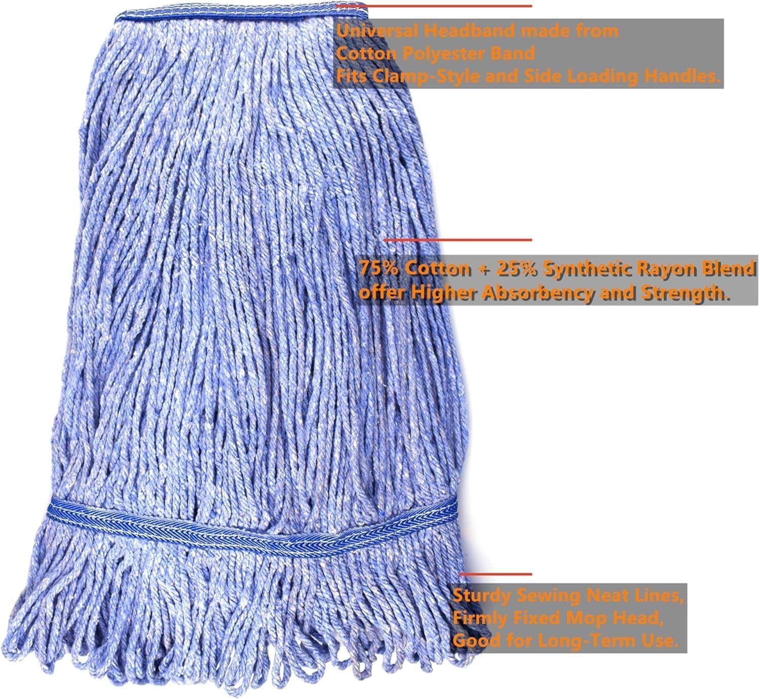 NIUBEE Heavy Duty Mop Head Replacement 2 Pack Medium Blue Cotton