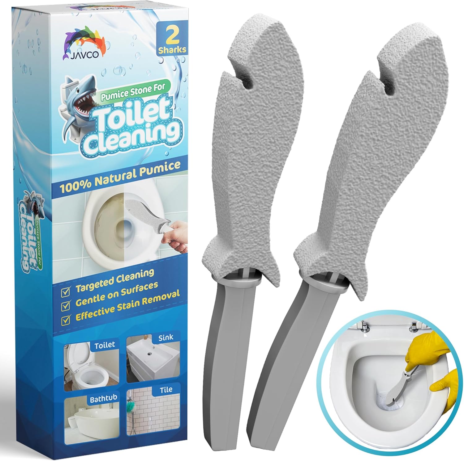 2 Pack Pumice Stone with Handle for Toilet Cleaning