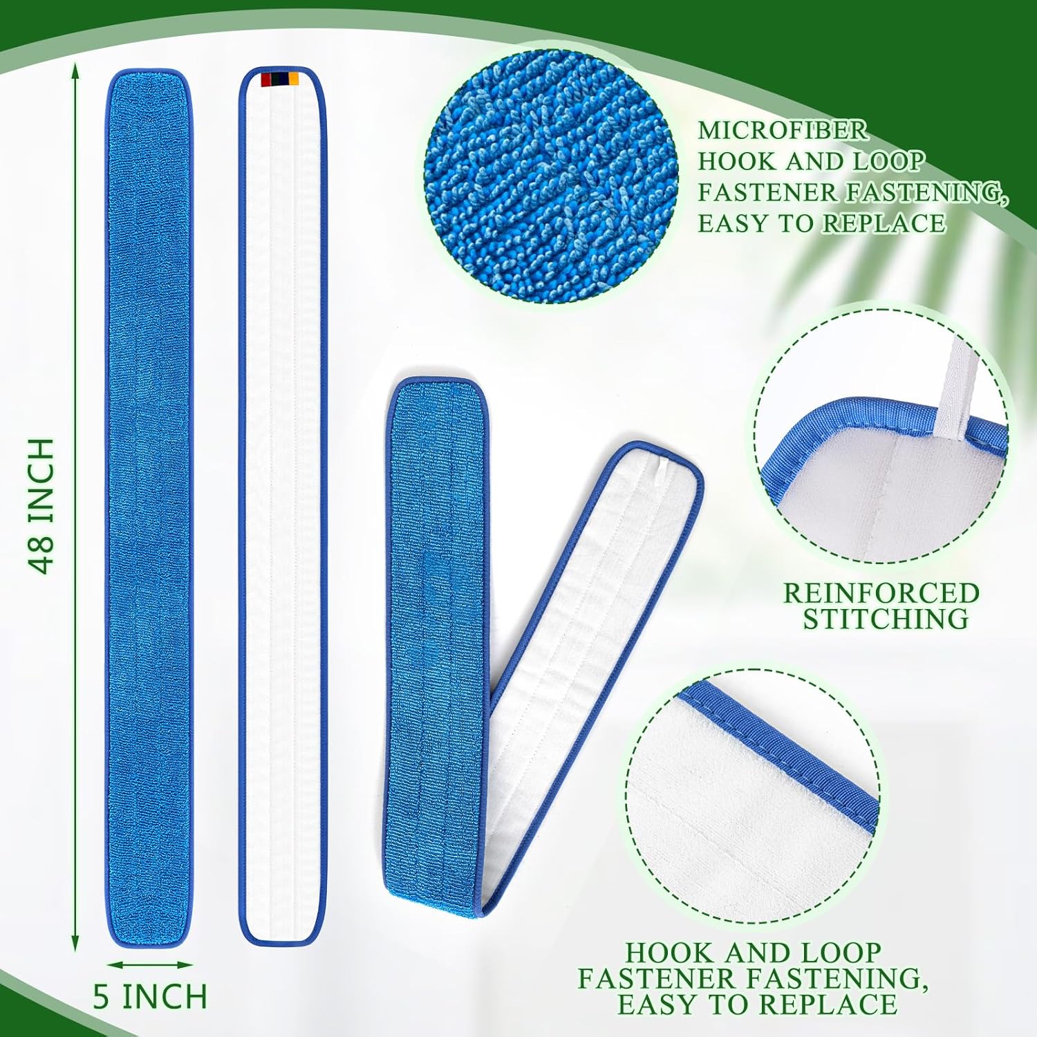 LOYIM 3 Pcs 48 Inch Microfiber Mop Refill Pads