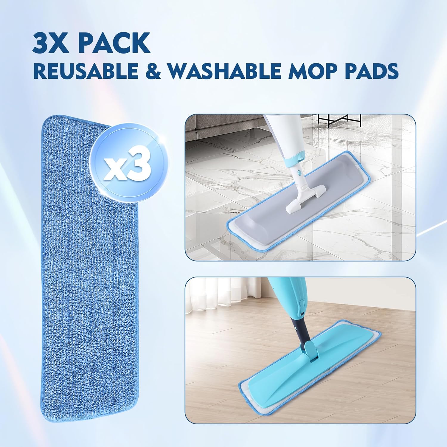 3 Pack Microfiber Mop Pads Refill for All Spray Mops