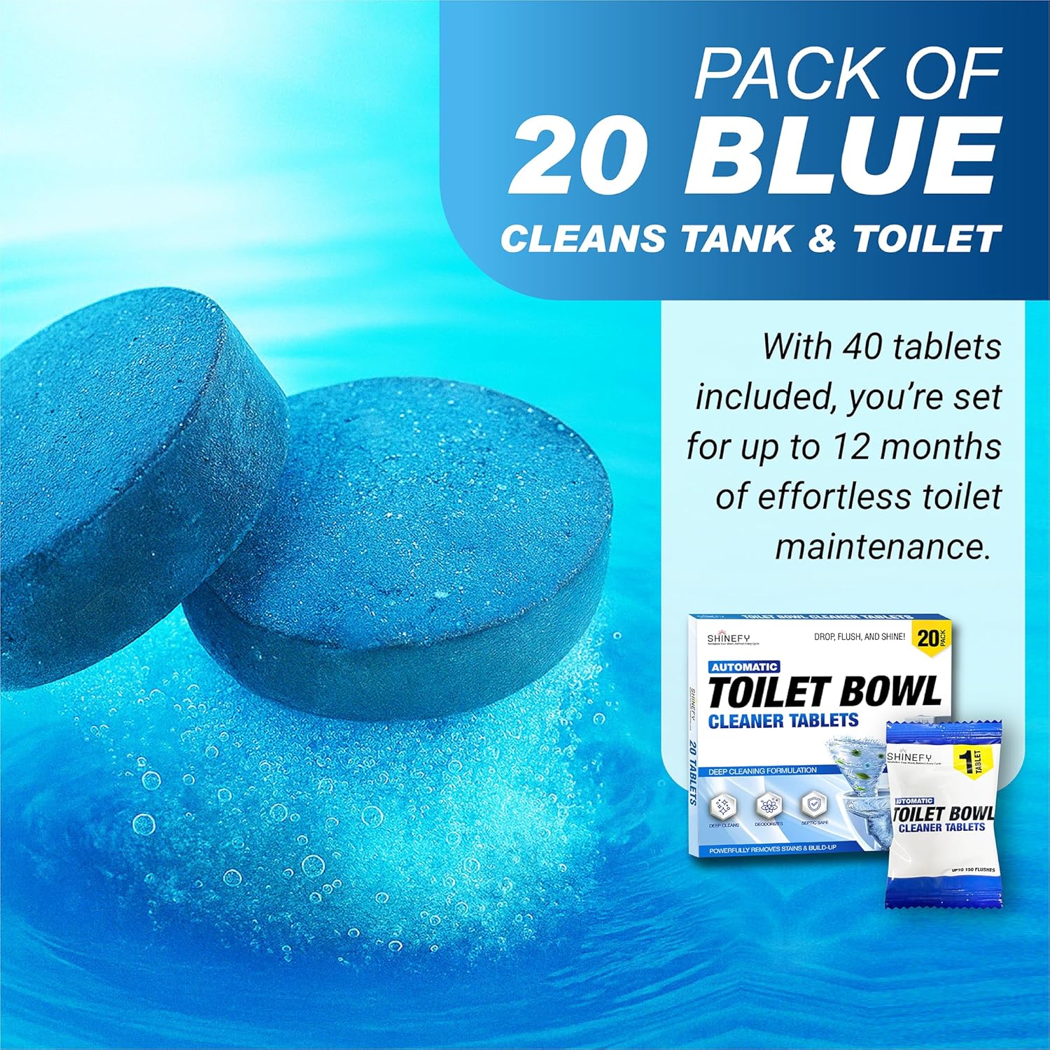 Shinefy Automatic Toilet Cleaner Tablets - 20 Tabs