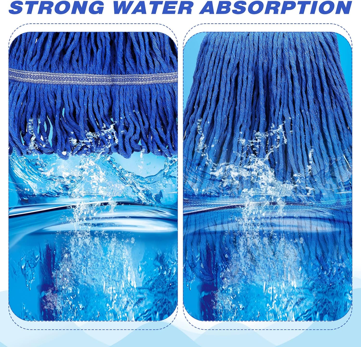 Nuogo 6 Pcs Heavy Duty Wet Mop Head Refills Blue Commercial