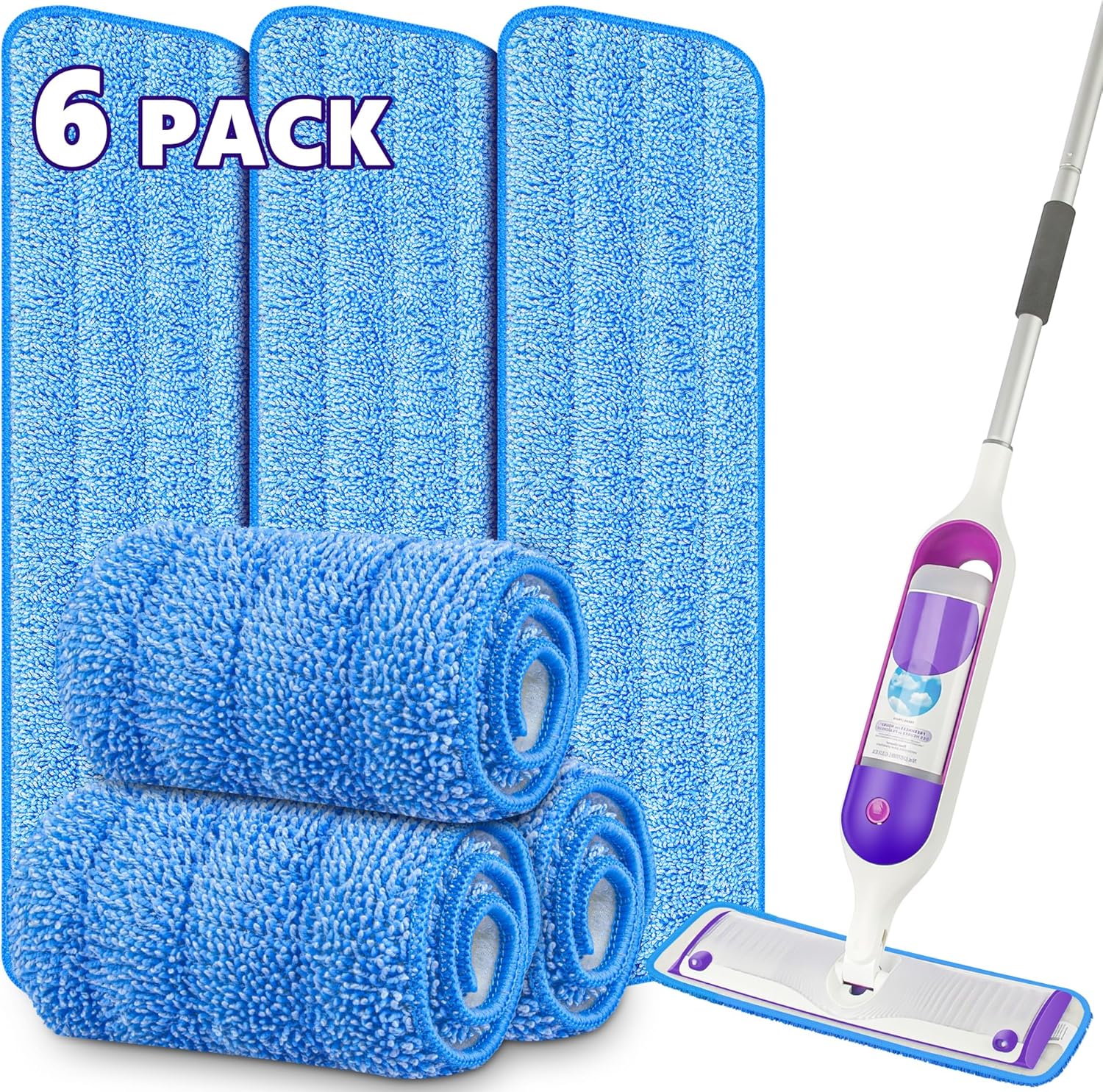 6 Pack Reusable Mop Pads for Swiffer Power Mop