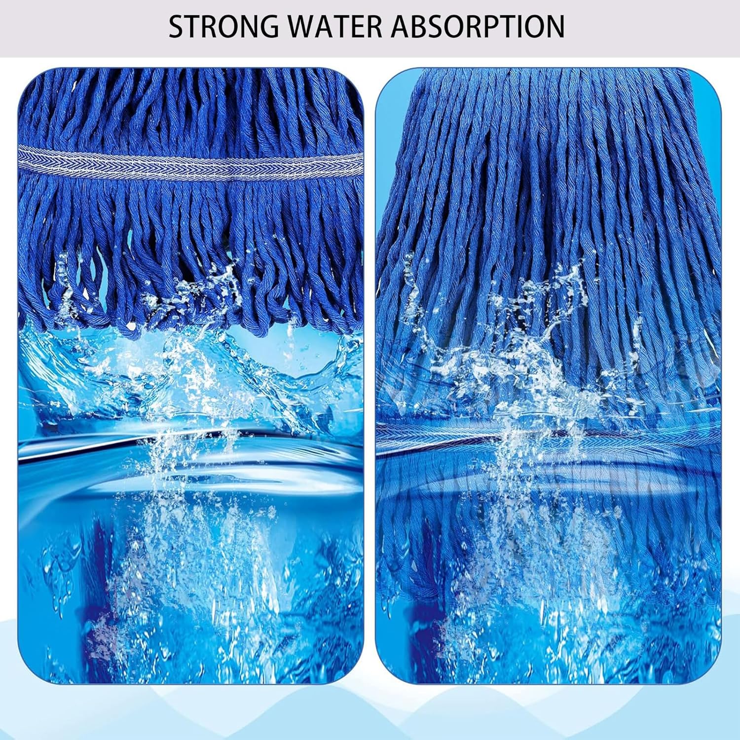 10 PCS 276 Inch Heavy Duty Mop Head Refills - Blue Commercial Cotton Replacements