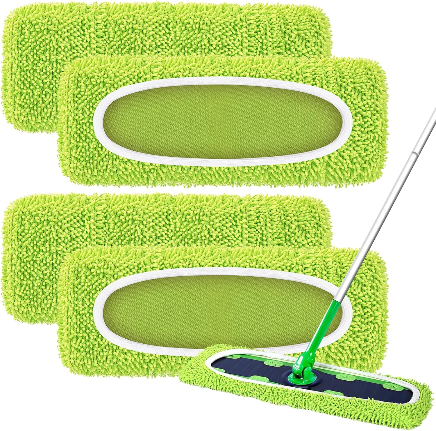 Nicemiya 4 Pack Reusable X-Large Mop Pads for Swiffer Sweeper XL