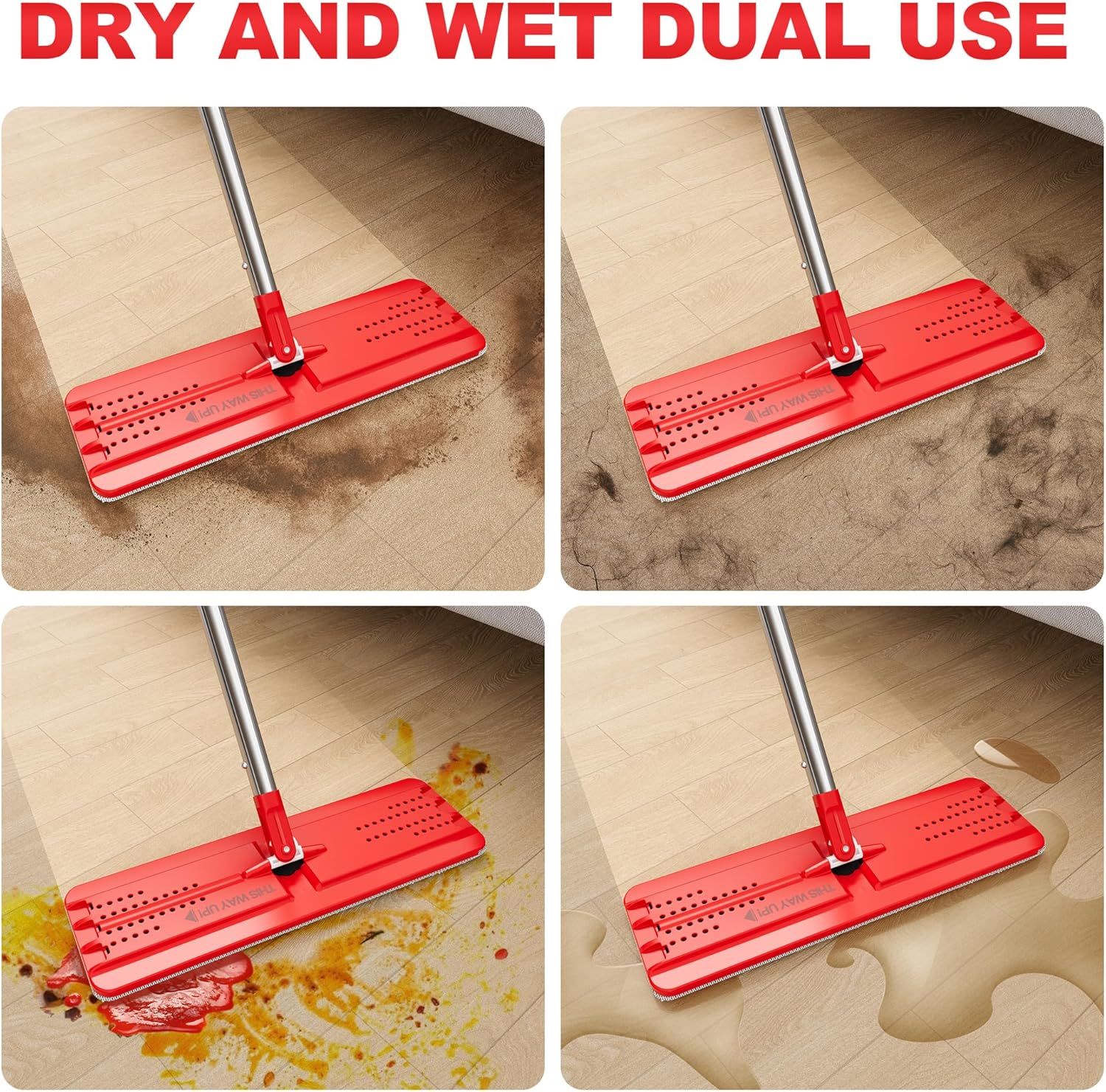 BOSHENG 13-Inch Microfiber Mop Pads Reusable Washable Pack of 4