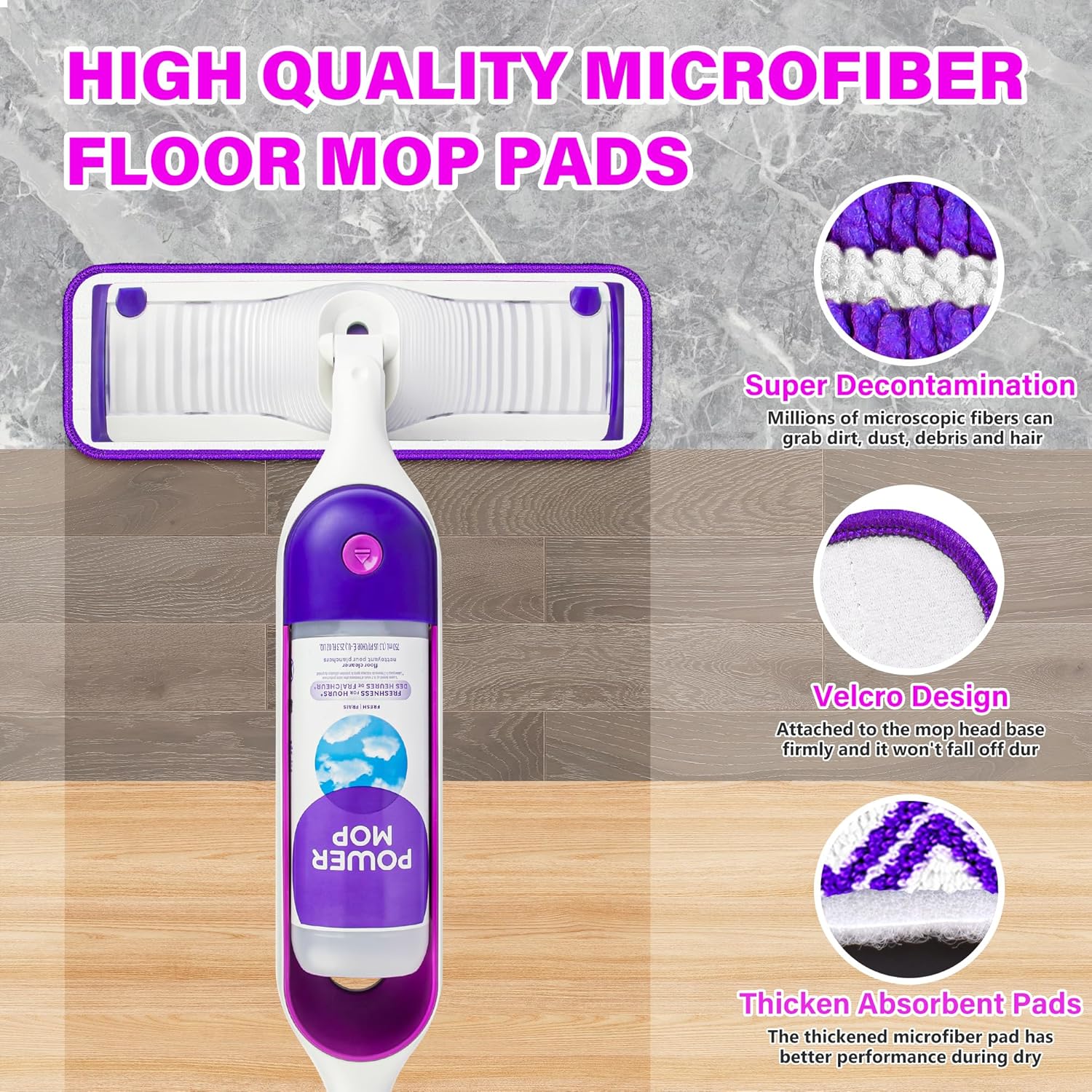 ILAVCLEAN Reusable Mop Pads 6 Pack for Swiffer PowerMop 1
