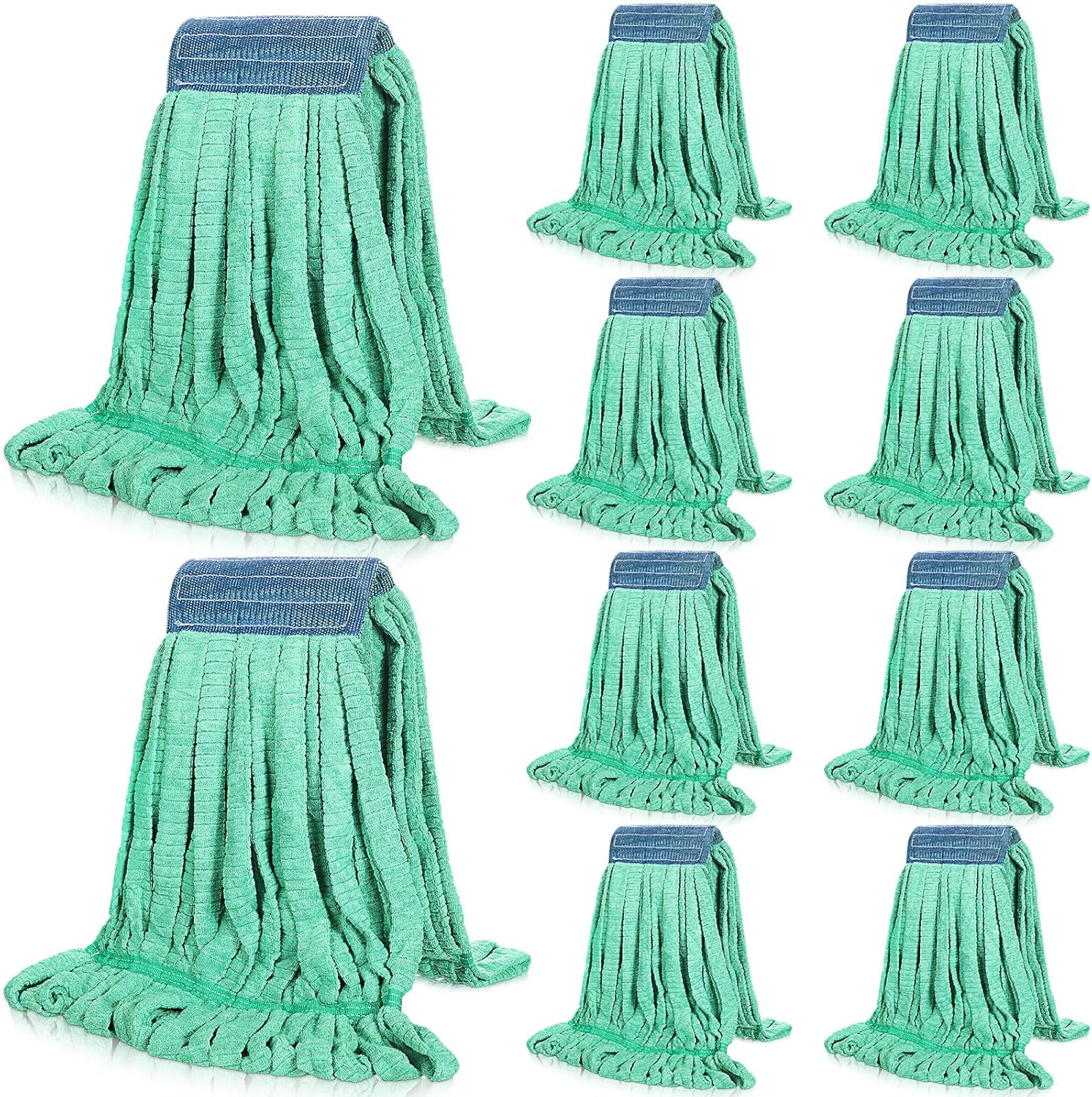 Lallisa 10 Pcs Microfiber Mop Head Refill for Commercial Industrial Use Green