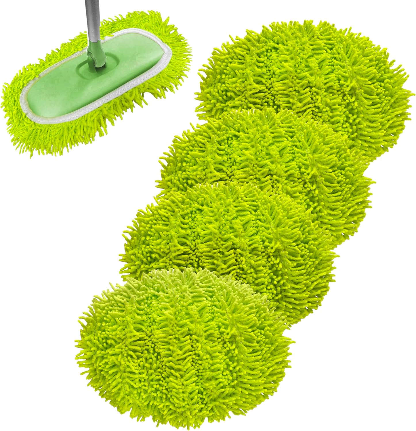 Rwotlls Reusable Microfiber Mop Pads 4 Pack Green