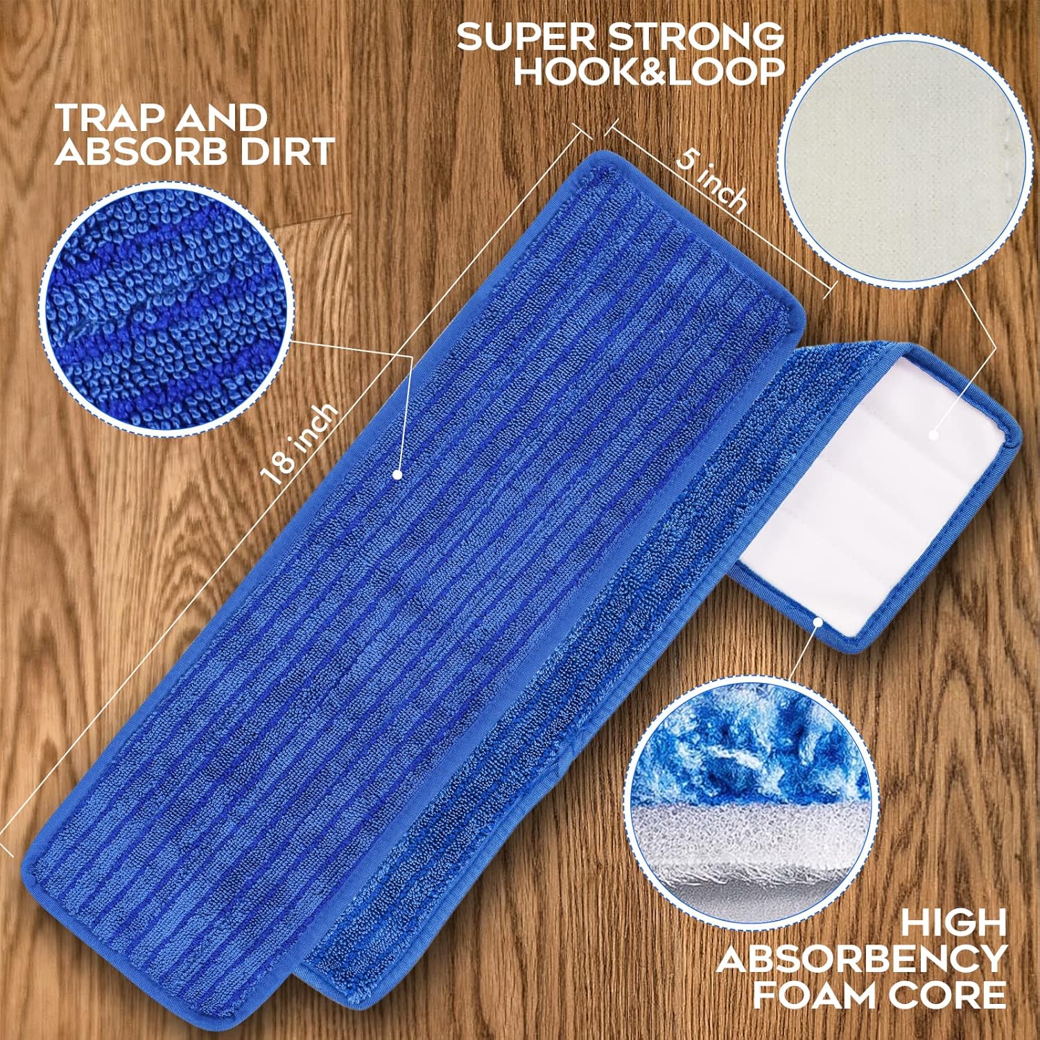 L Luke Supply Matthew 18 Microfiber Mop Pads 36 Pcs Reusable Blue