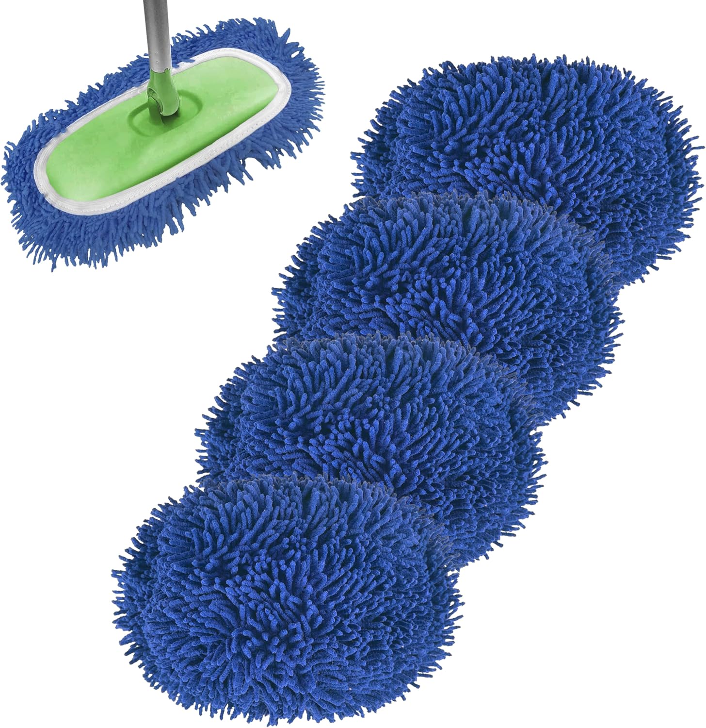 Reusable Microfiber Mop Pads 4 Pack - Blue