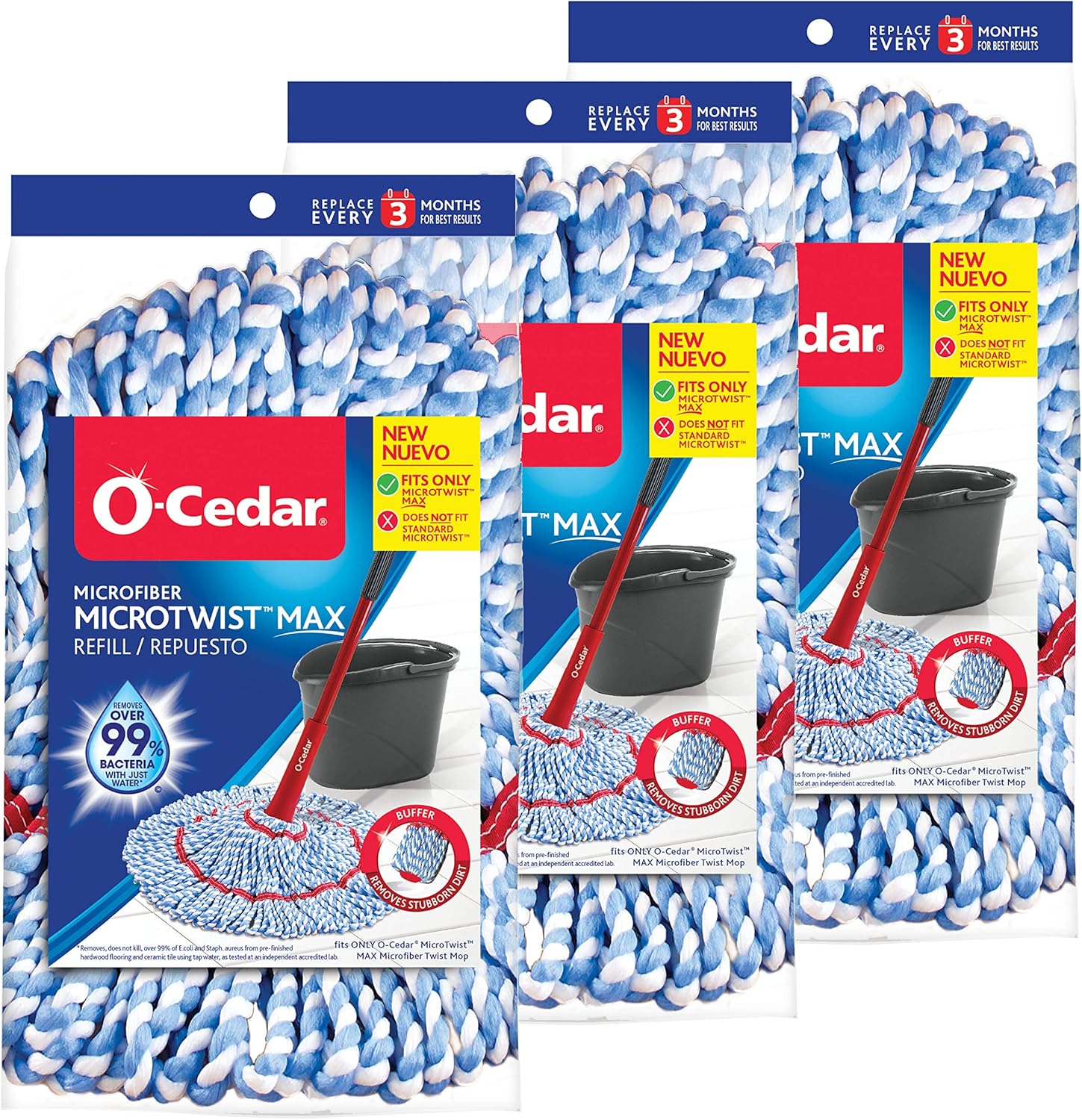 O-Cedar MicroTwist MAX Microfiber Refill Pack of 3