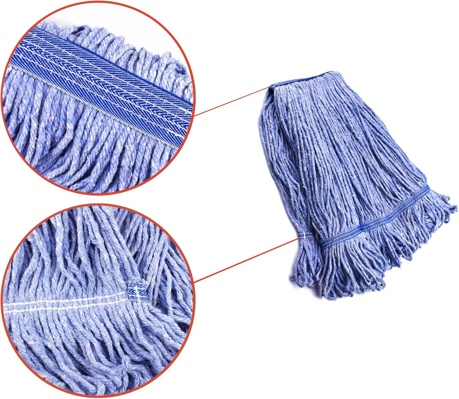NIUBEE Heavy Duty Mop Head Replacement - 3 Pack Medium Blue Cotton Looped Ends