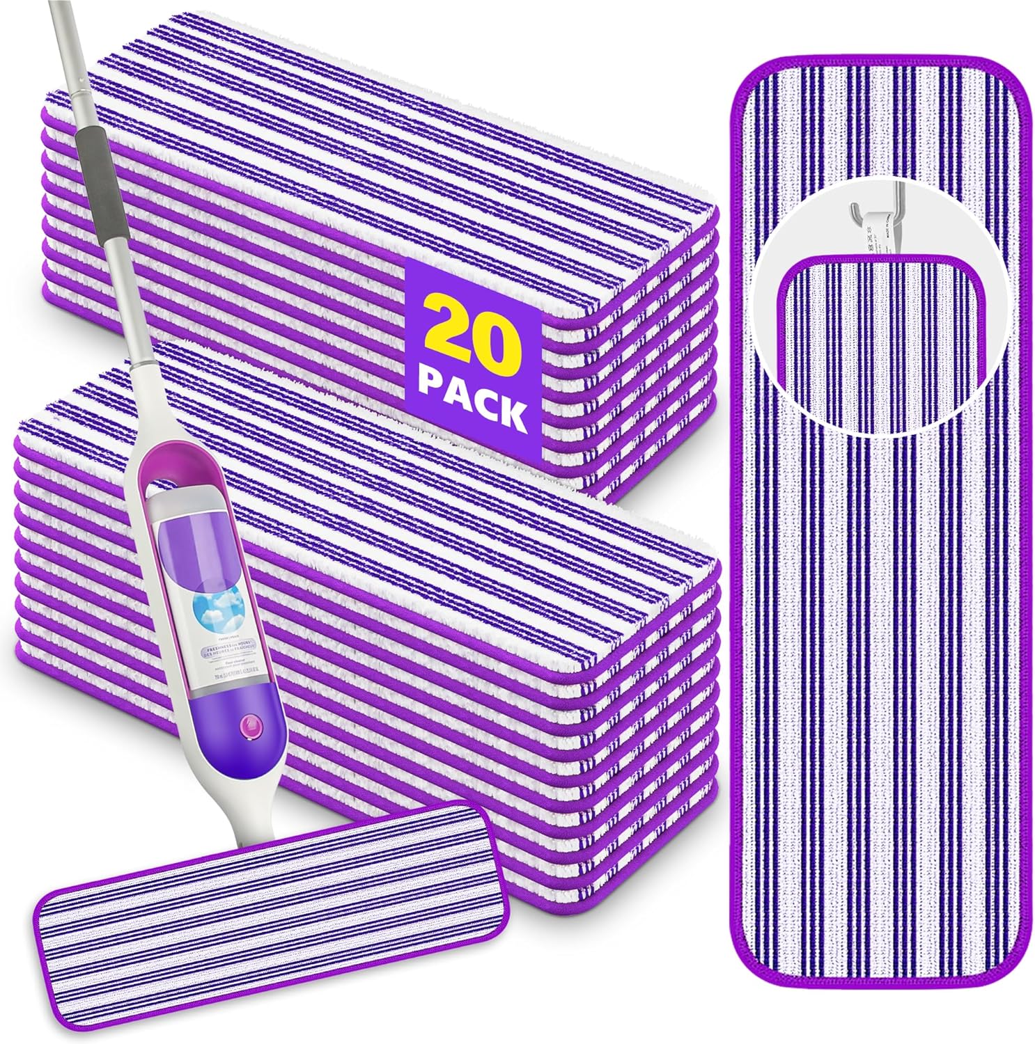 20 Pack Reusable Mop Pads for Swiffer PowerMop 1