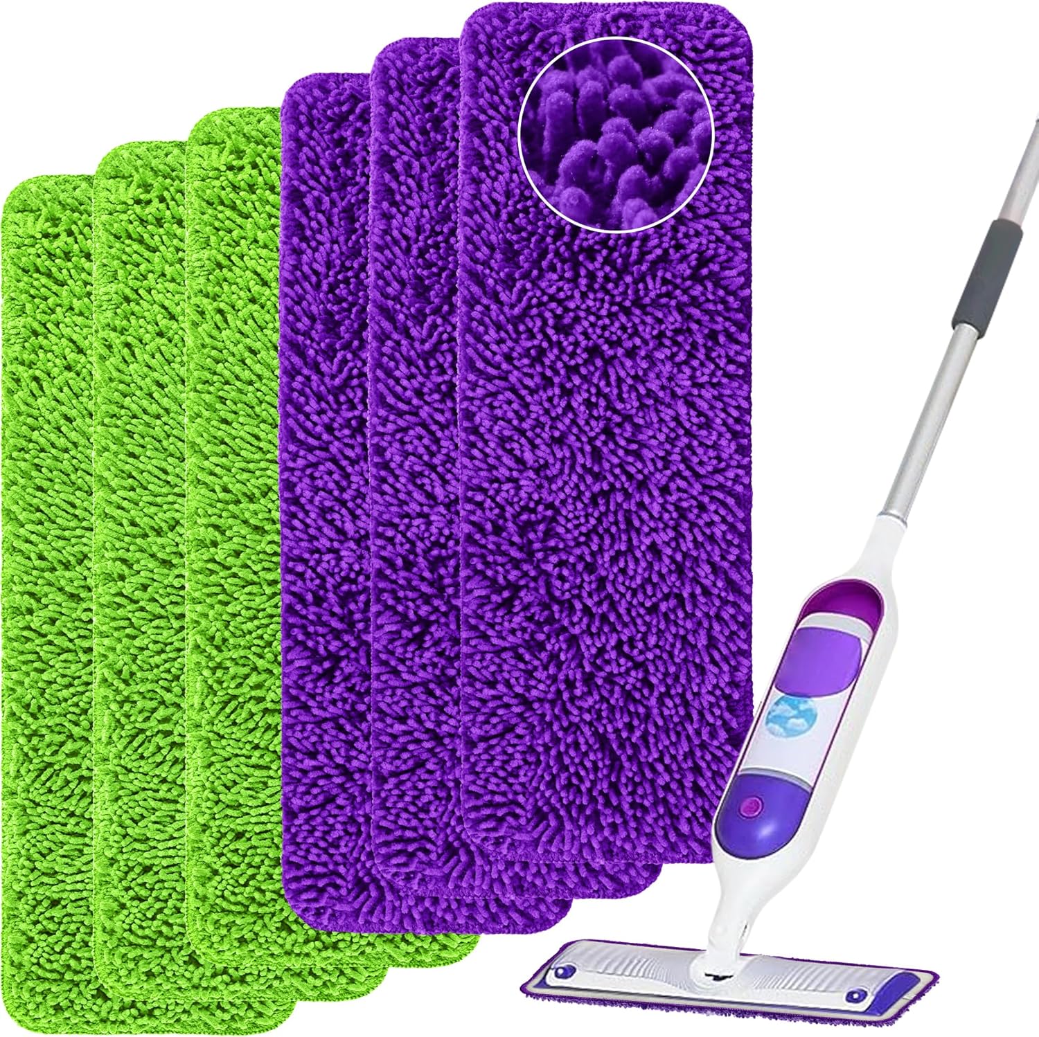 Aifacay Reusable Swiffer Mop Pads 6 Pack for 13-15 Spray Mop