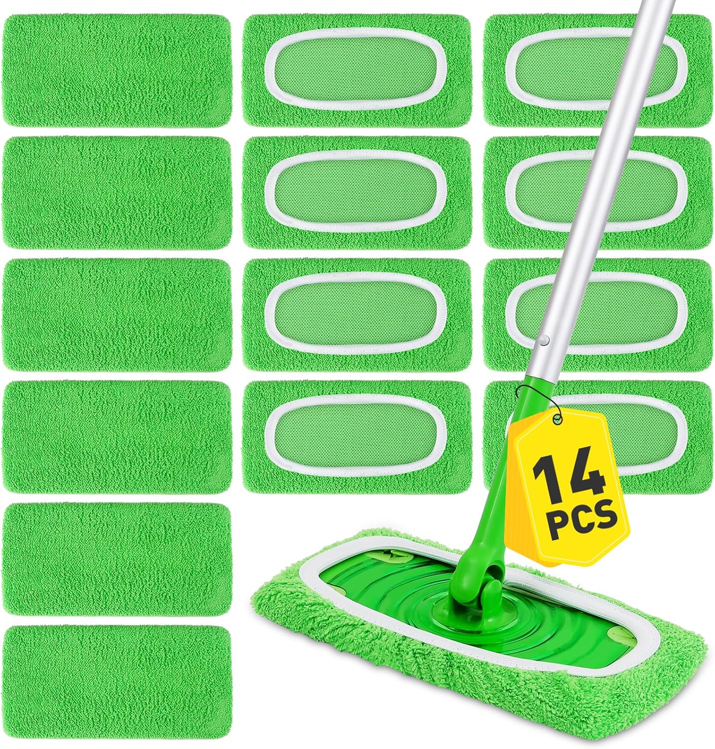 NEOACT 14Pcs Reusable Microfiber Mop Pads for Swiffer Sweeper