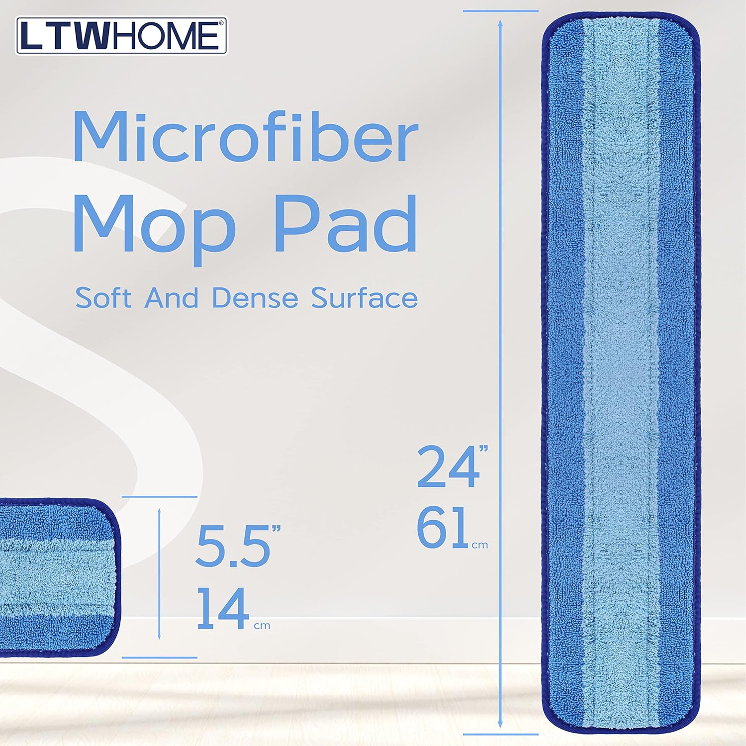 LTWHOME 24 Inch Microfiber Mop Pad Refill Pack of 6